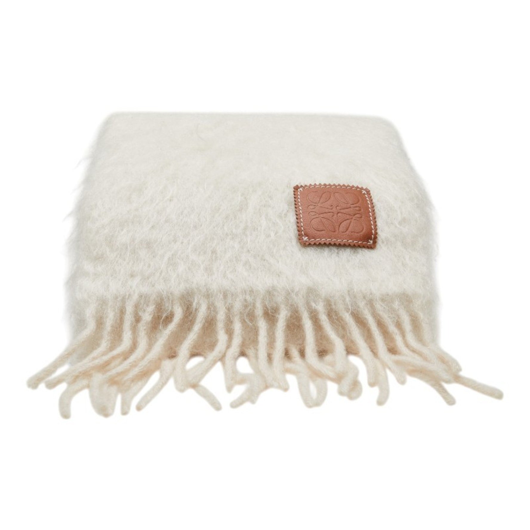 LOEWE Anagram Scarf in Wool, Leather, and Mohair