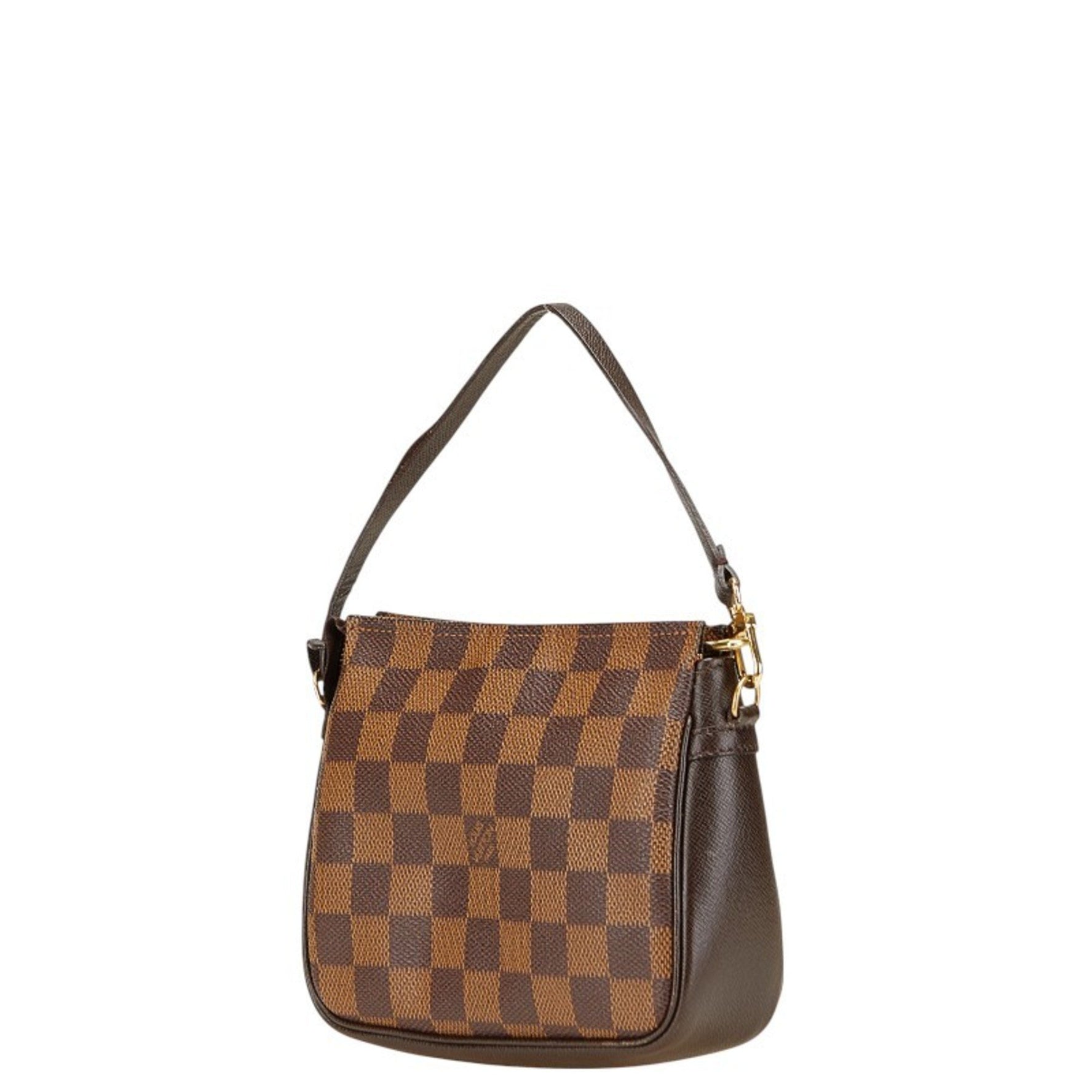 Louis Vuitton Damier Truss Makeup Pouch Handbag Brown Leather