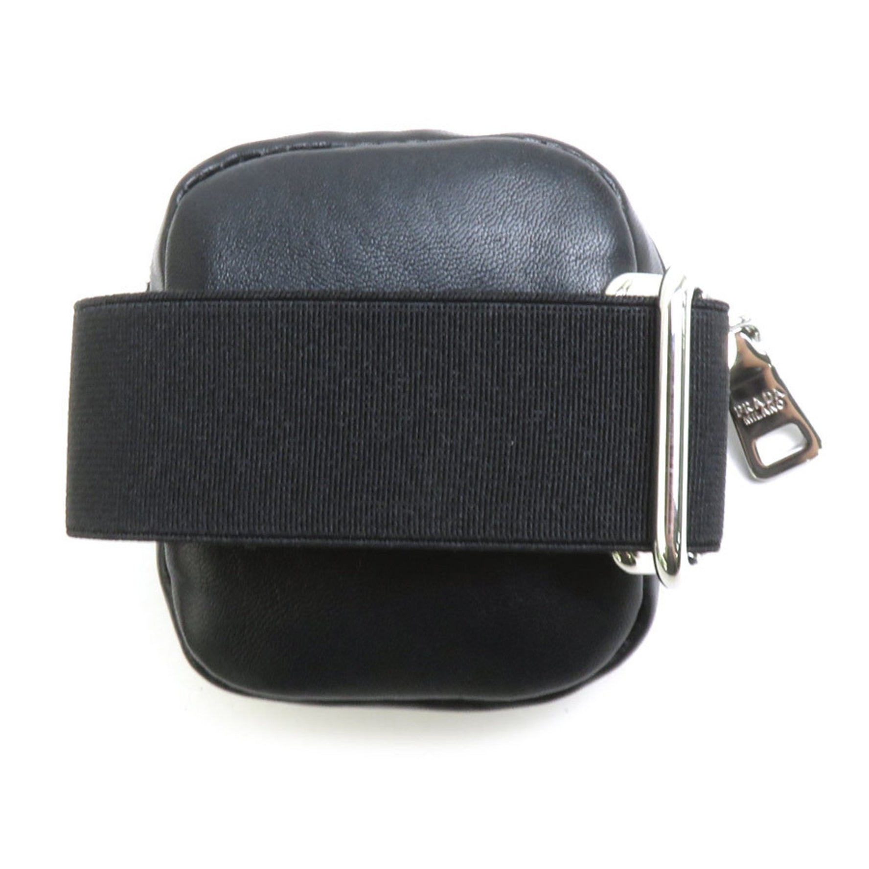 PRADA pouch arm leather rubber black silver ladies w1134a