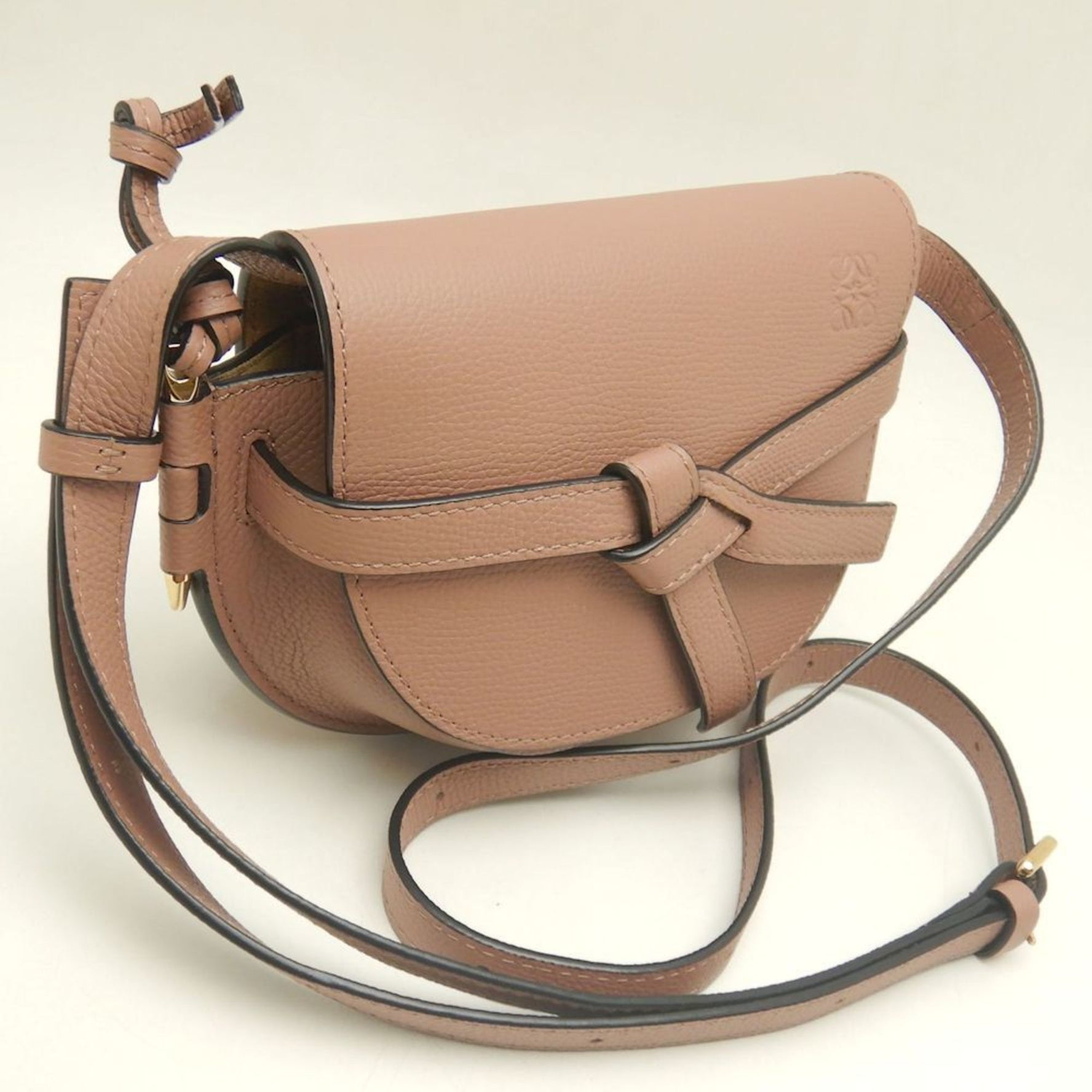 LOEWE Gate Dual Mini Bag Shoulder Bag, Leather, Pink Beige