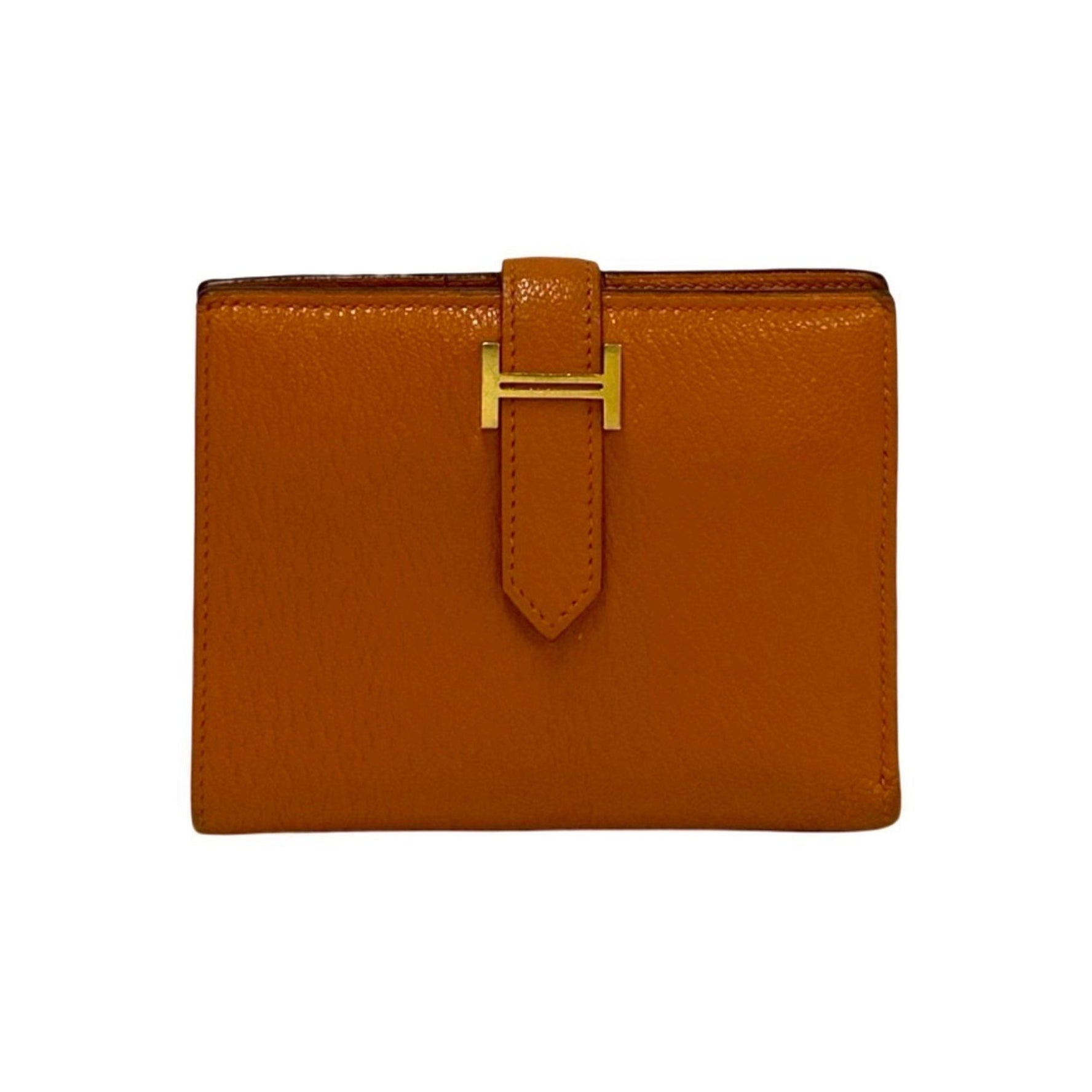 HERMES Bearn Compact Chevre Leather Bifold Mini Wallet in