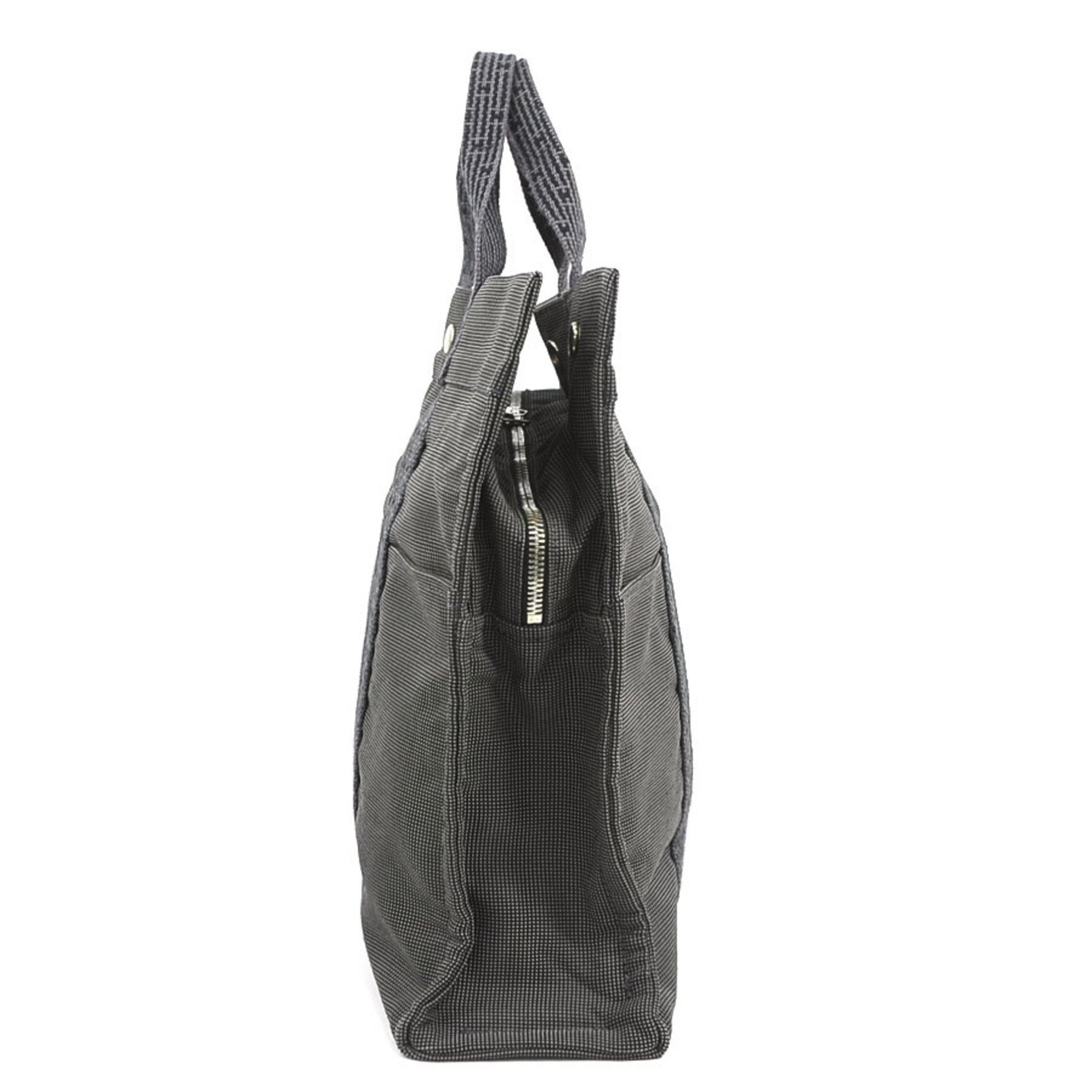 Hermes Hermès Air Line MM Canvas Handbag Tote Bag in Dark Gray and Silver Women