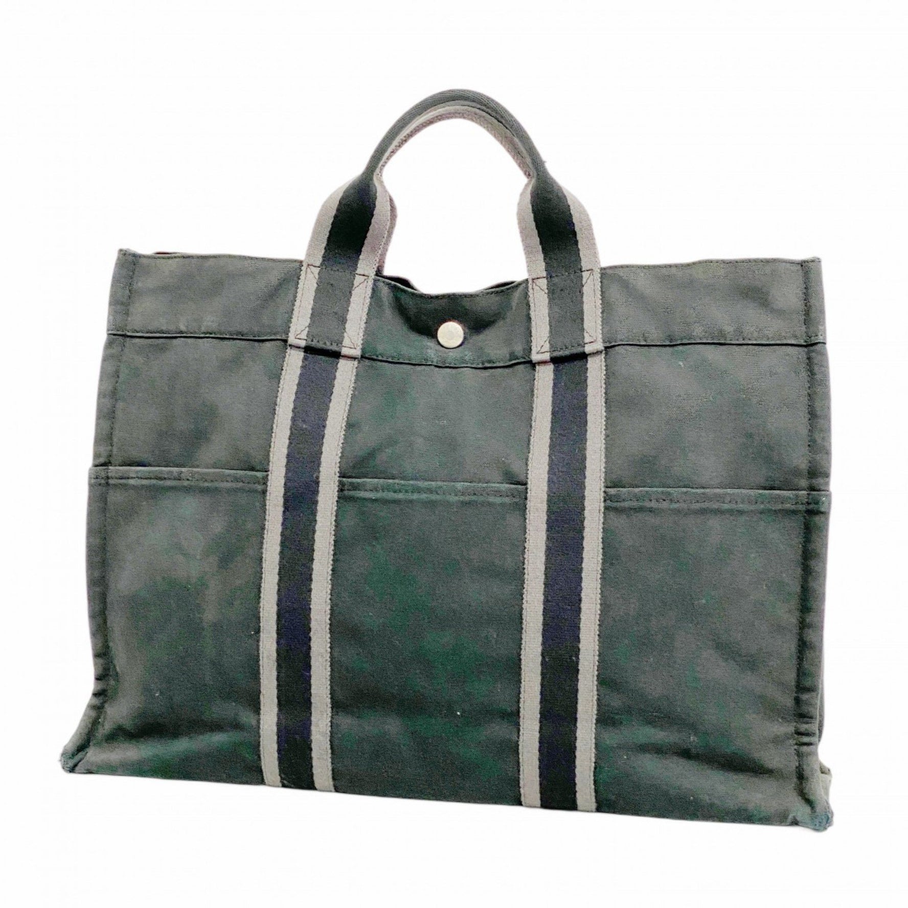 Hermes Hermès Foule MM Tote Bag, Canvas, Black, Men's and Women's