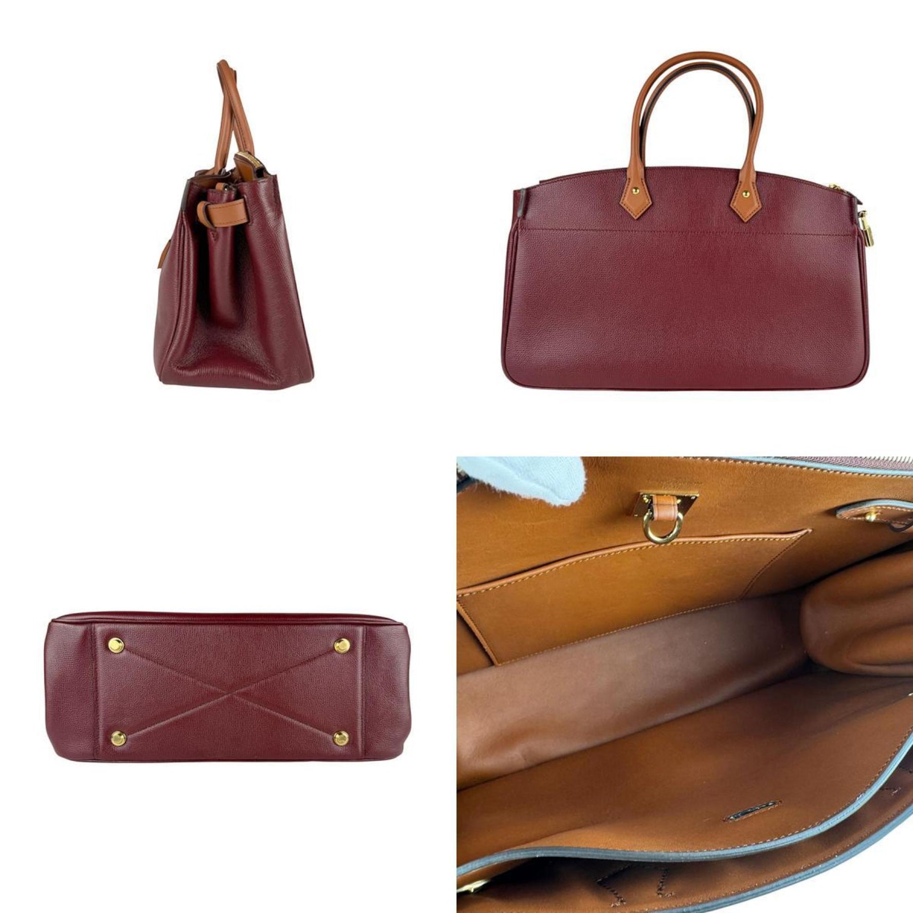 Louis Vuitton Handbag/Shoulder Bag All Set MM Leather Burgundy Brown Gold