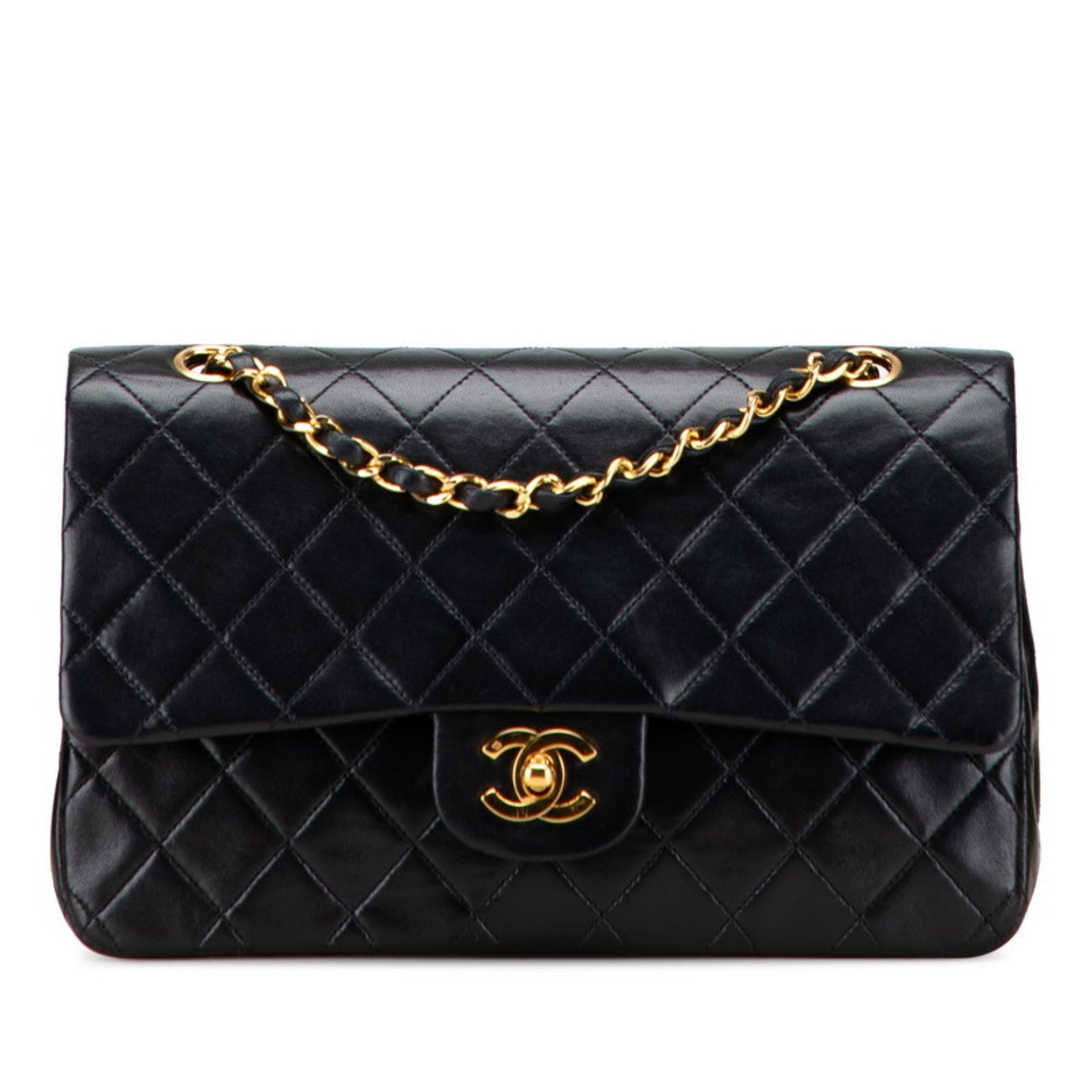 CHANEL Matelasse 25 Coco Mark Double Flap Chain Shoulder Bag Handbag Lambskin