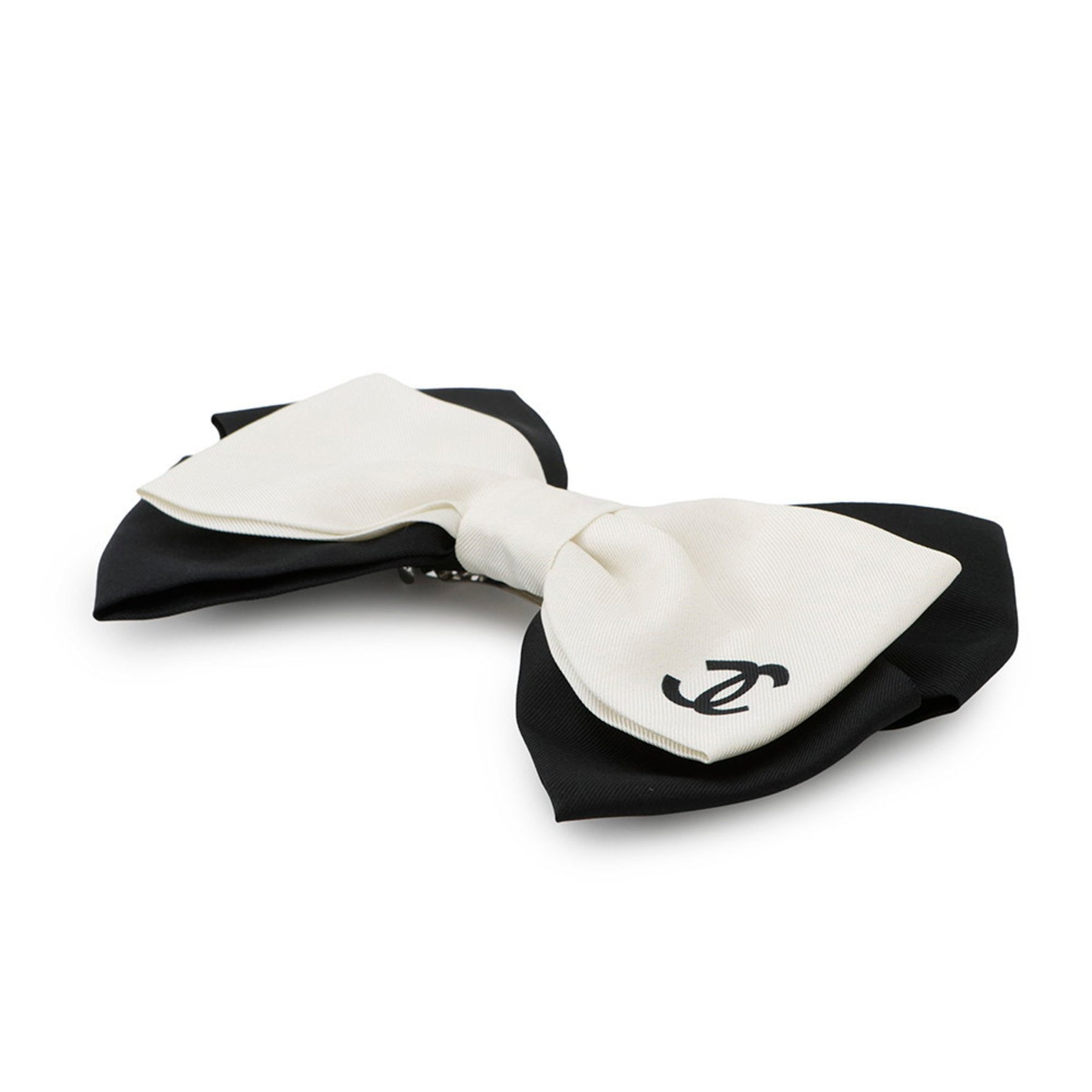 Chanel Barrette Ribbon Coco Mark Hair Accessory Black and White