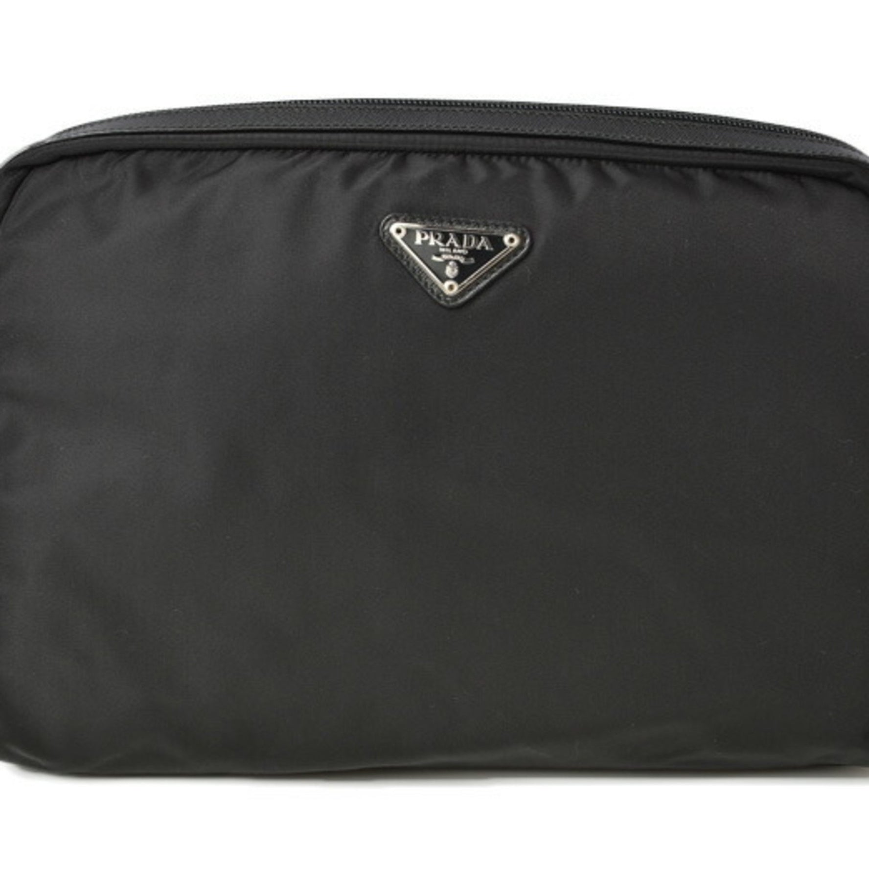 PRADA Pouch Travel Clutch VELA Nylon Black