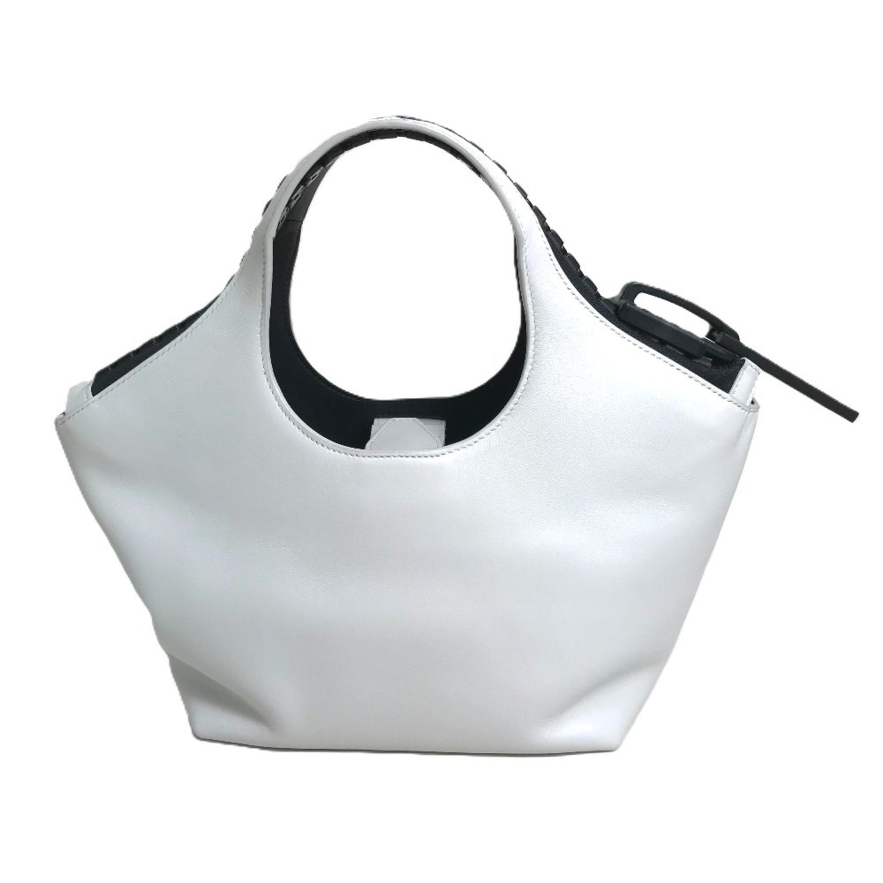 BALENCIAGA Mega Zip Bag, Shoulder Bag/Handbag, Leather, White/Black