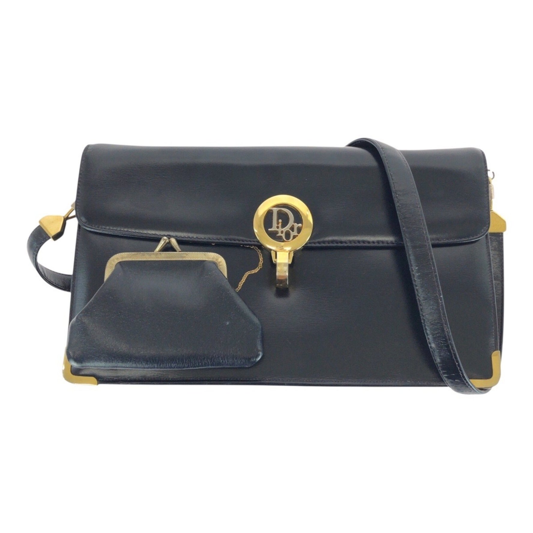 Christian Dior Dior Vintage Leather Shoulder Bag with Gold Hardware