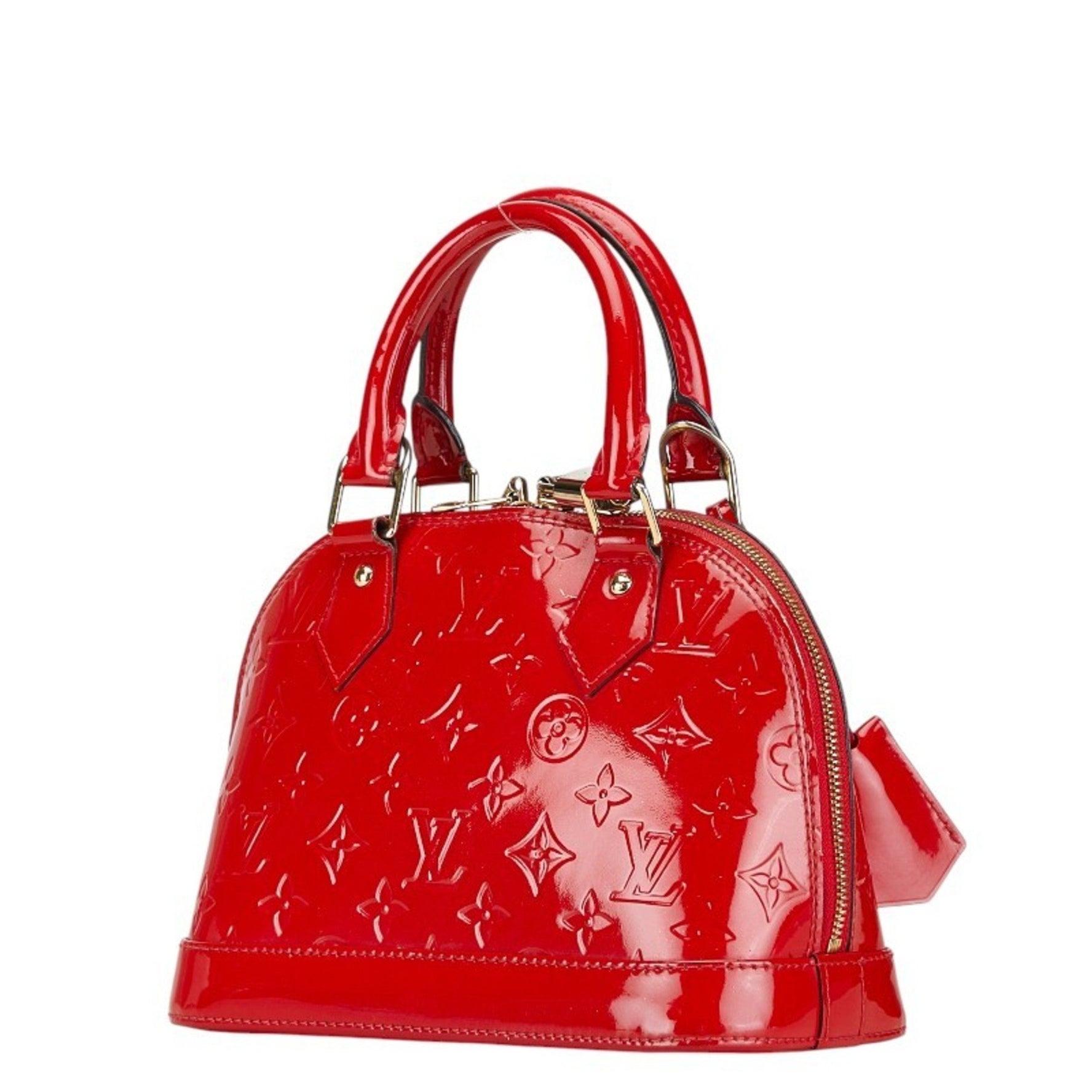 Louis Vuitton Monogram Vernis Alma BB Handbag Shoulder Bag M91771 Rose Andian Red Patent Leather Women's LOUIS VUITTON