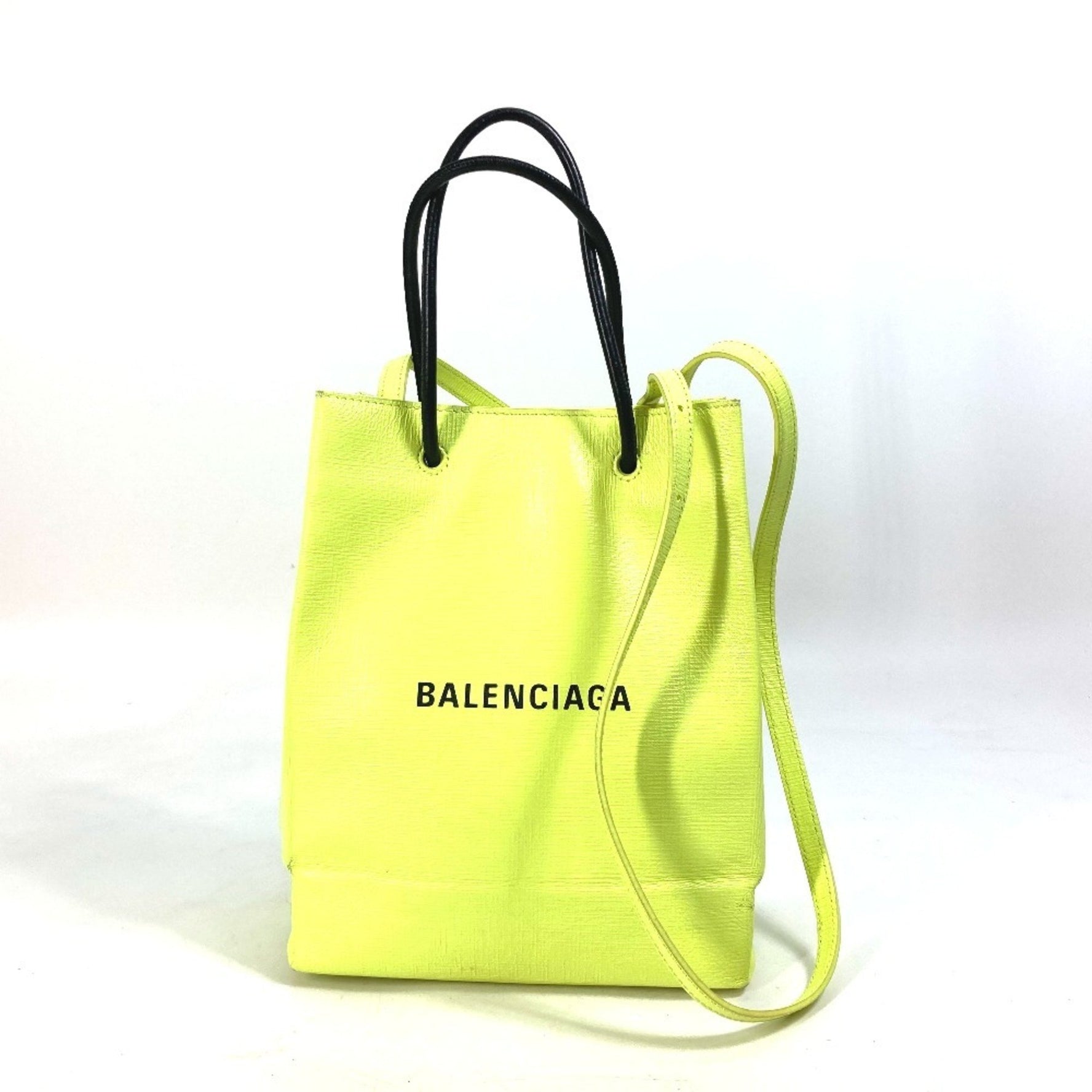 BALENCIAGA Shoulder Bag Shopping Tote XS Leather Yellow