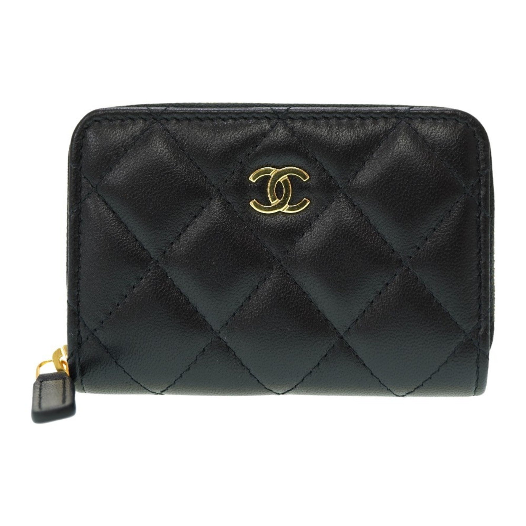 CHANEL Round Zip Coin Case Lambskin G Hardware