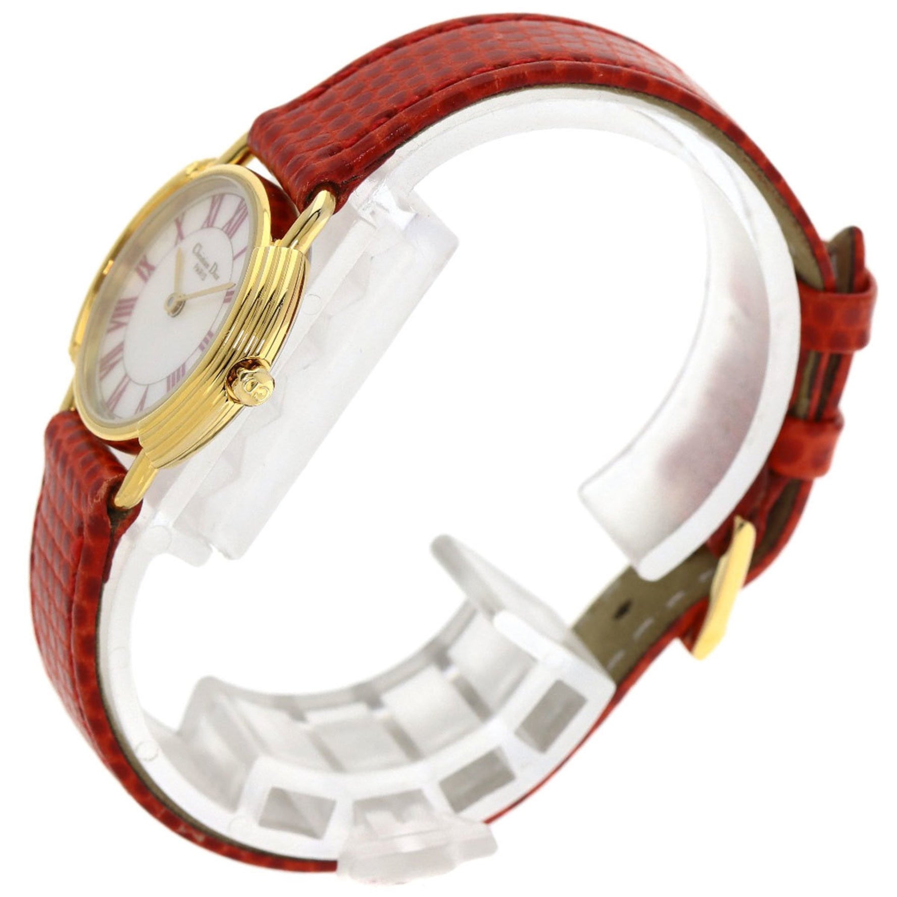 Christian Dior Round Face Stainless Steel Leather Watch