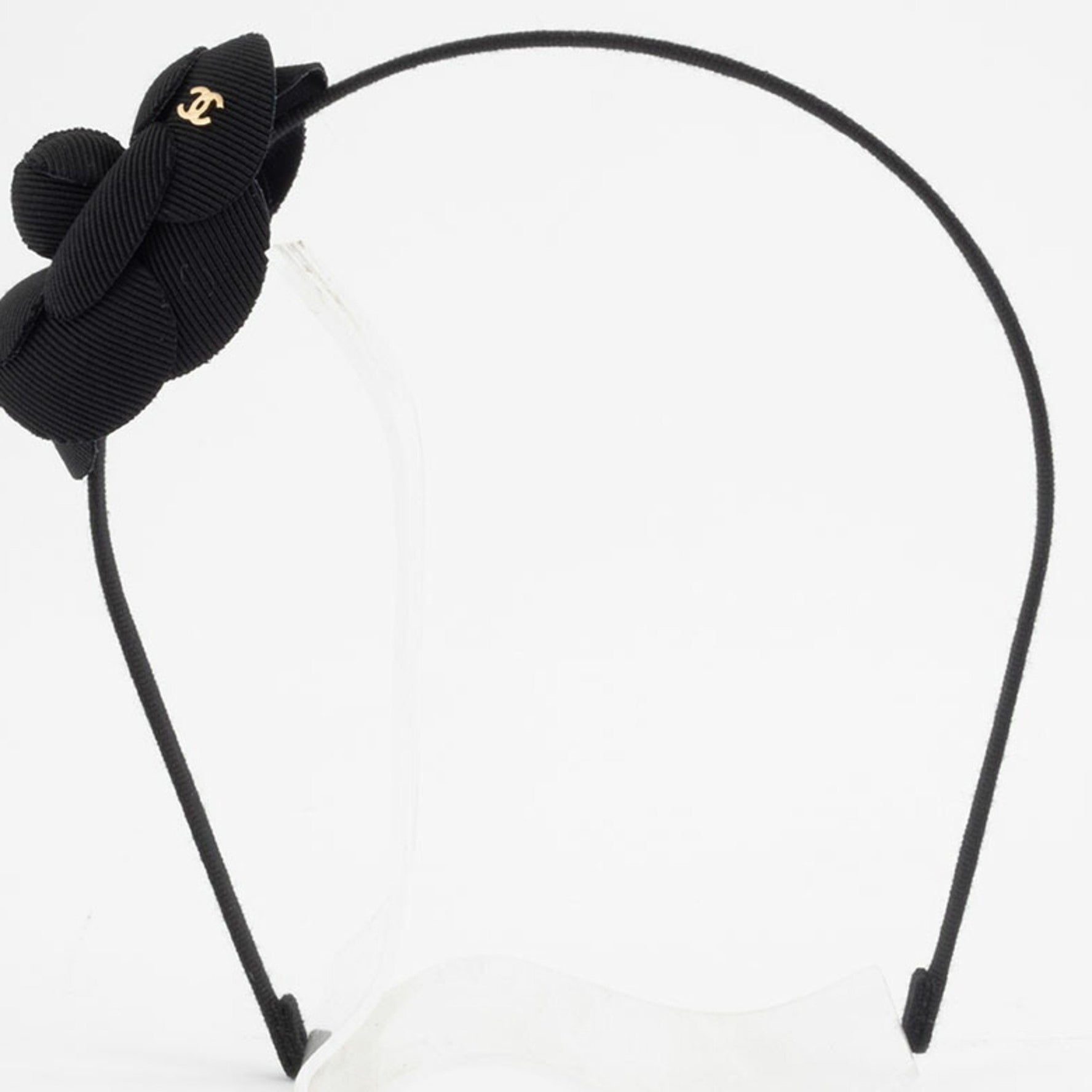 Chanel 24P Camellia Headband Black Women's Cotton Viscose Hair Flower CHANEL