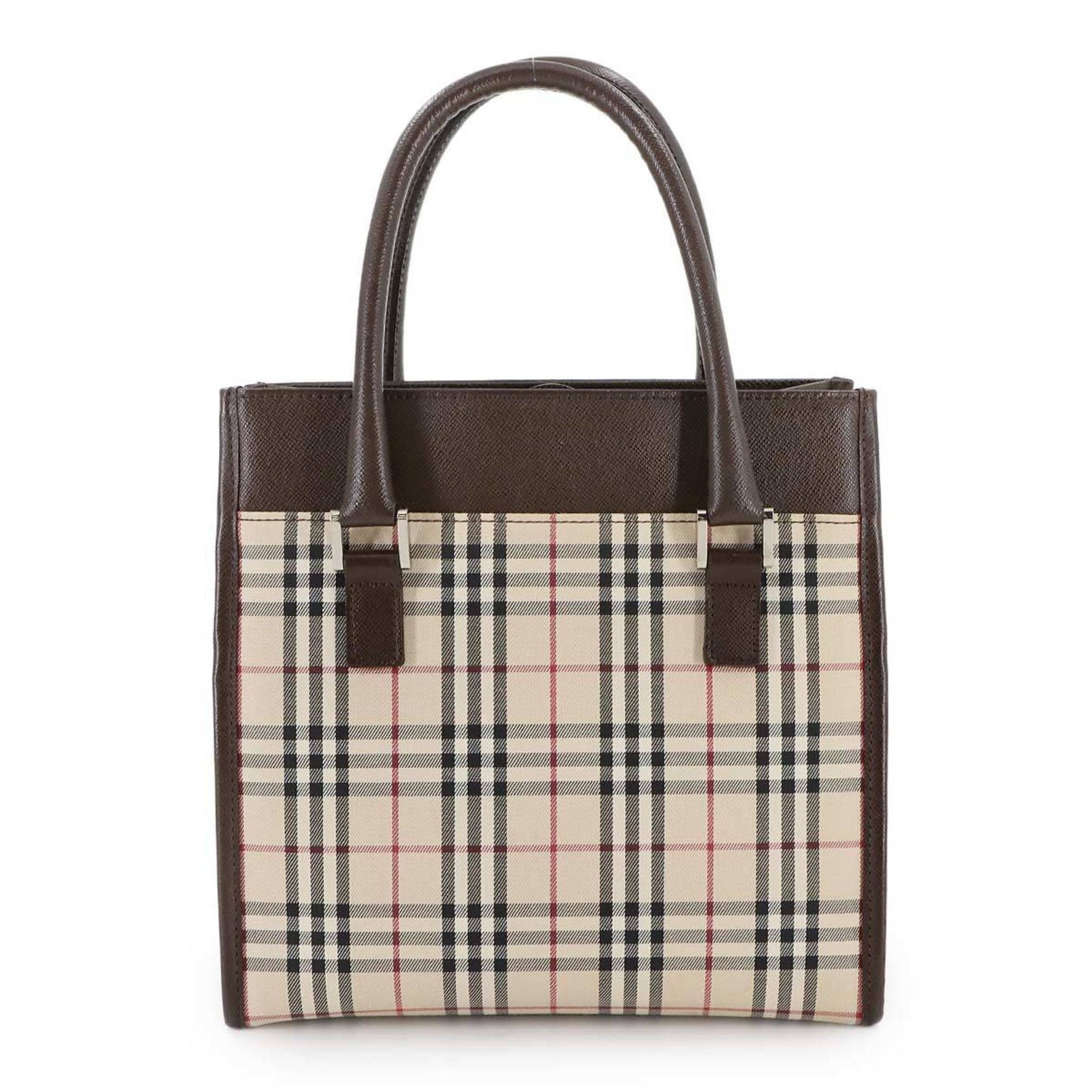 Burberry Nova Check Handbag Canvas Leather Beige Brown Hand Bag