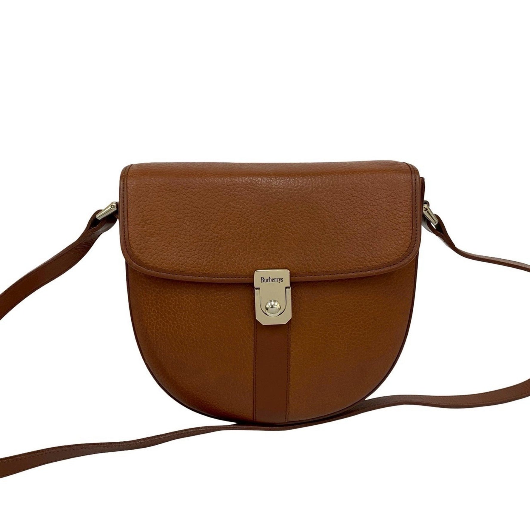 Burberrys Vintage Logo Hardware Leather Shoulder Bag Pochette Sacoche