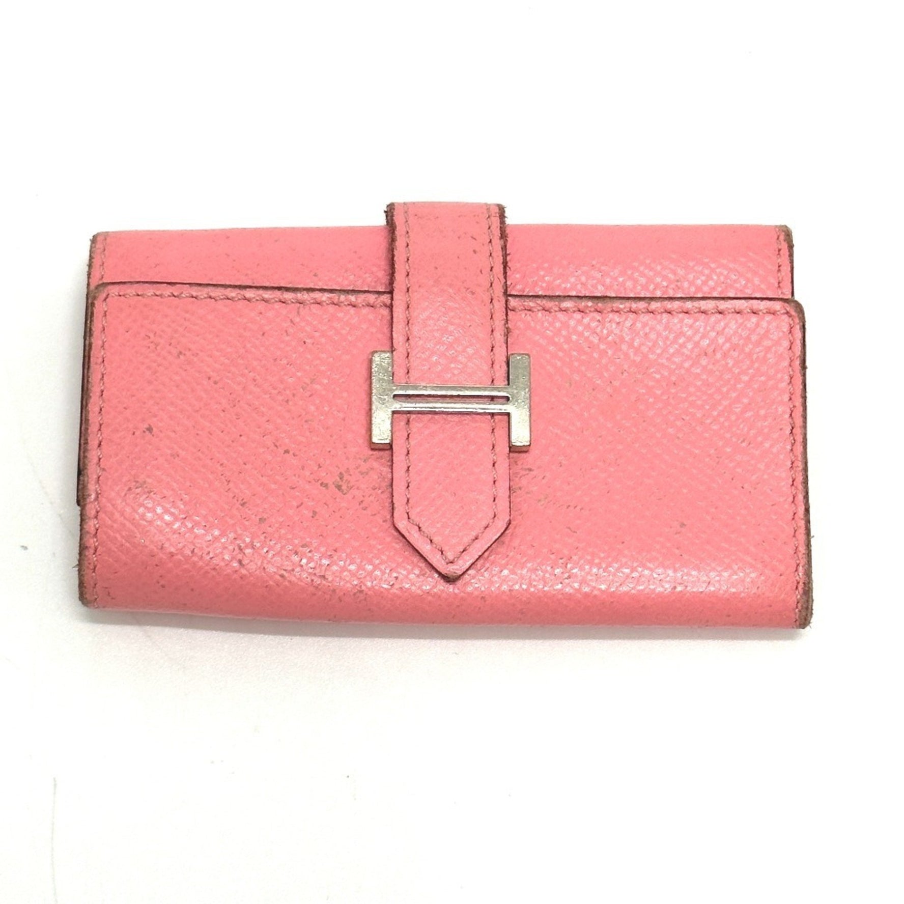 HERMES Bearn key case with H hardware, Epsom leather, rose confetti