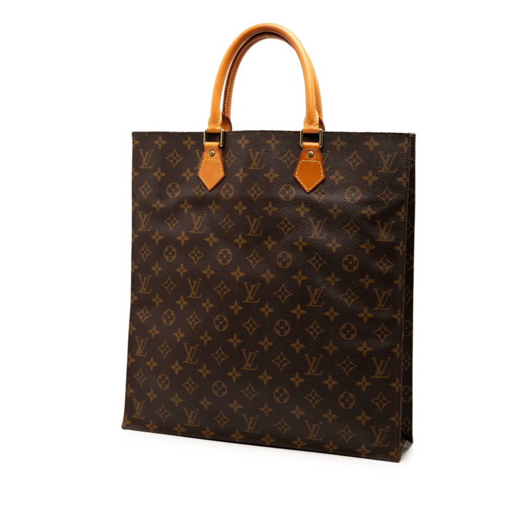 Louis Vuitton Monogram Sac Plat Handbag Tote Bag Leather LOUIS VUITTON