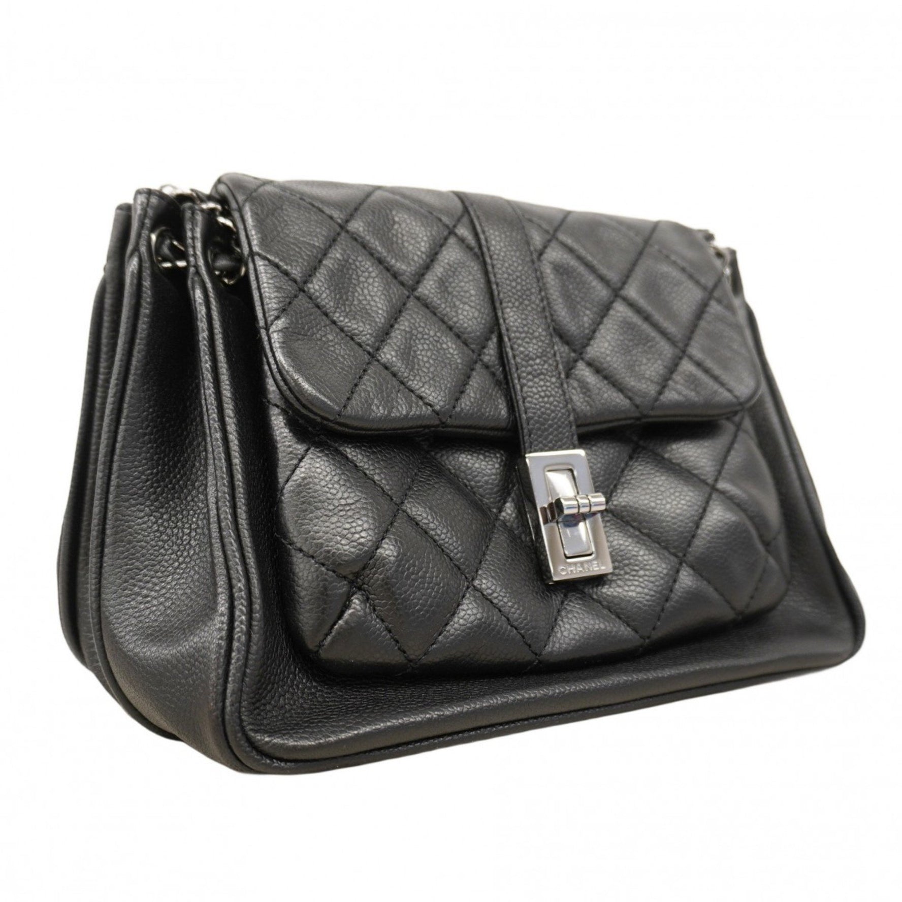 Chanel 2.55 Matelasse Chain Shoulder Bag in Caviar Leather
