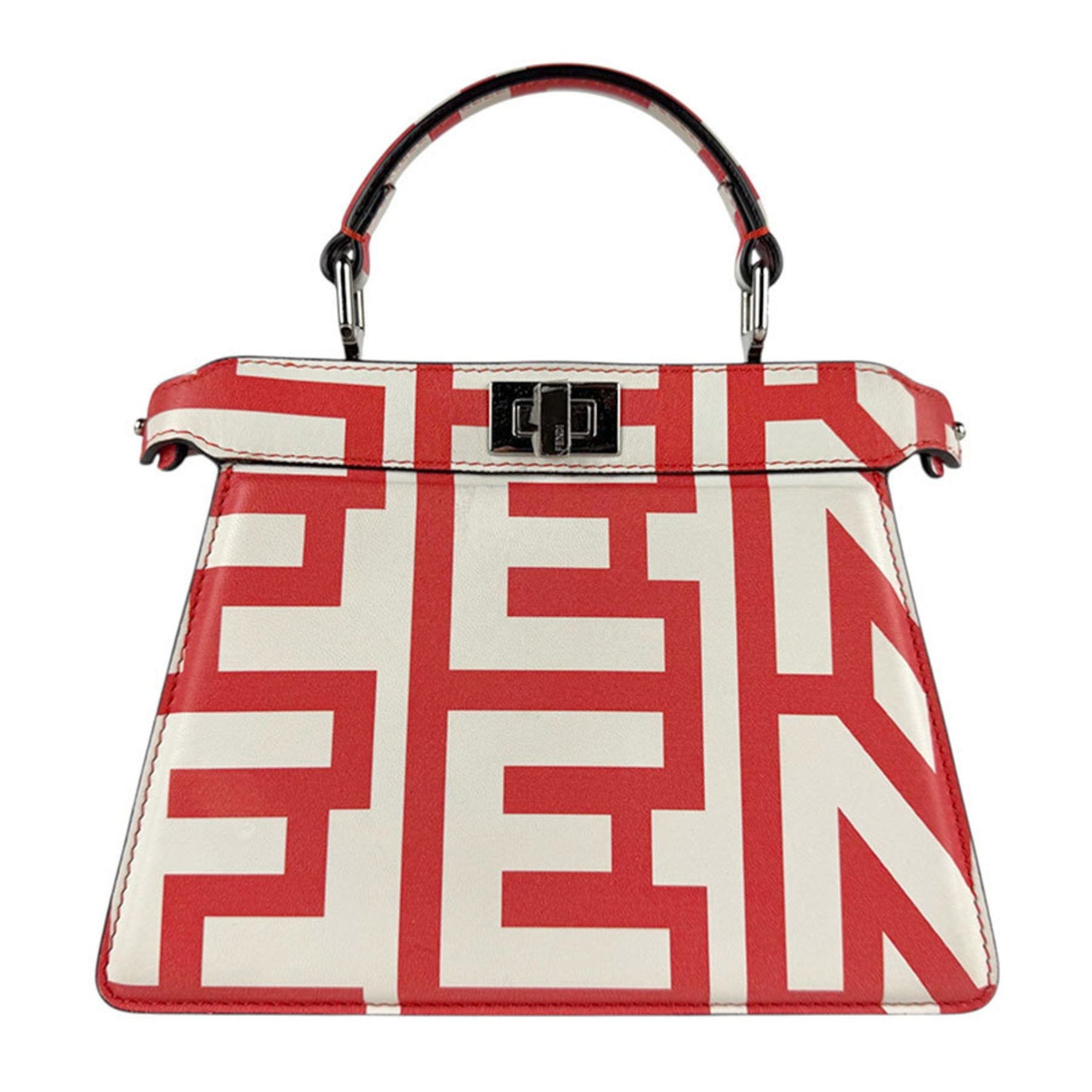 Fendi x MARC JACOBS Peekaboo I See U Petite Leather Handbag/Shoulder Bag, Red and White
