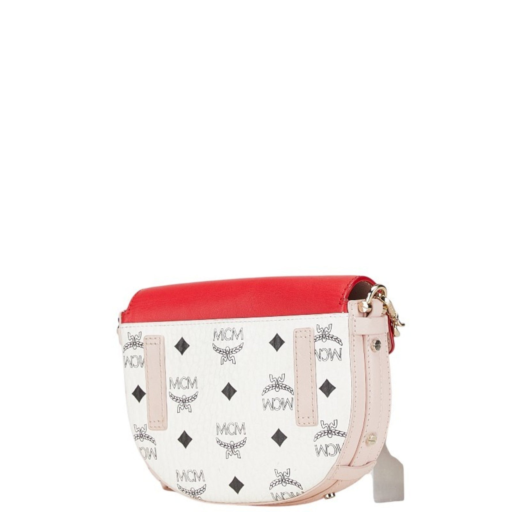 MCM Visetos Valentine's Day Limited Edition Crossbody Chain Shoulder Bag Pink Red Leather