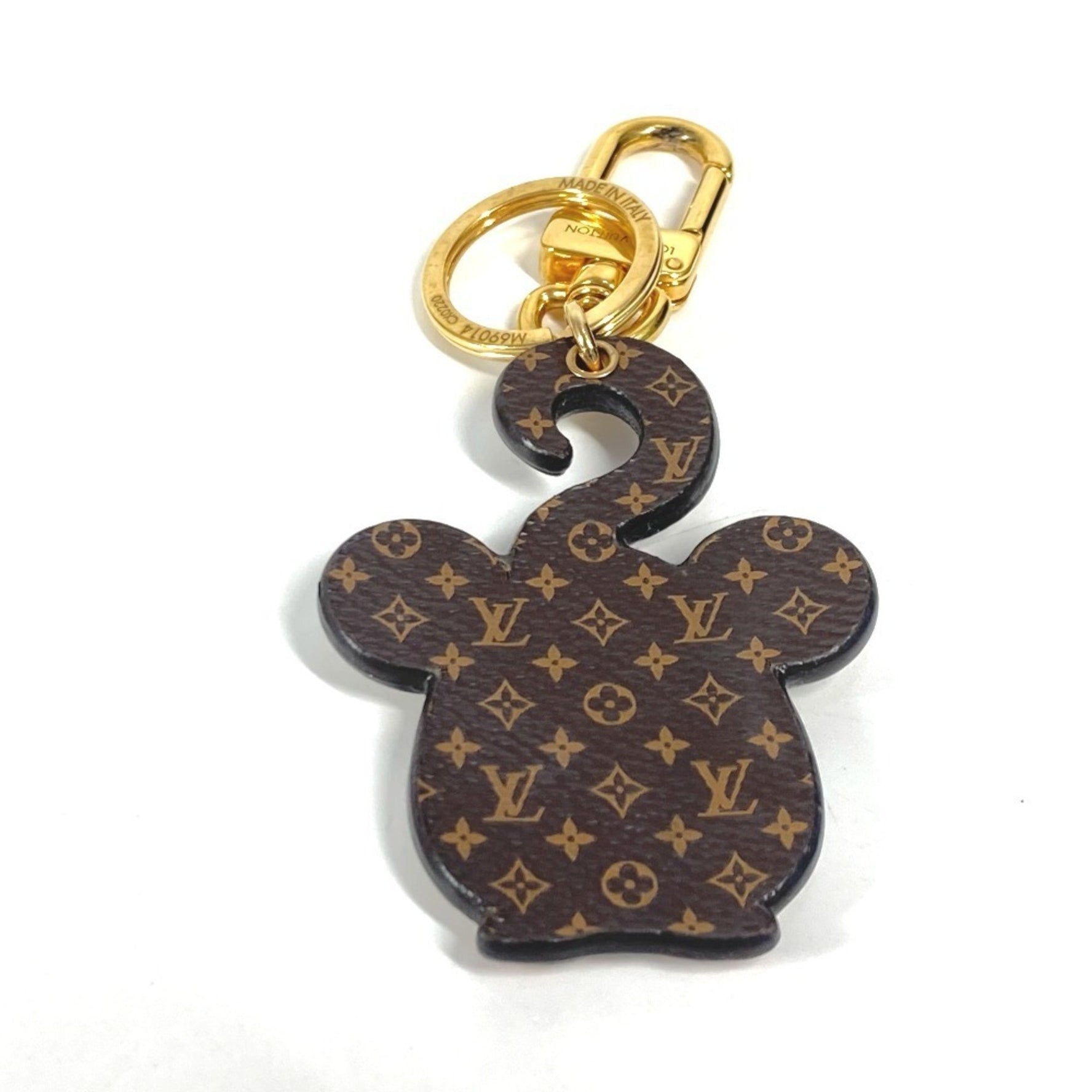 LOUIS VUITTON M69014 Monogram Porte-Clés Vignette Bag Charm Mouse Keychain Leather Men's Women's Grey
