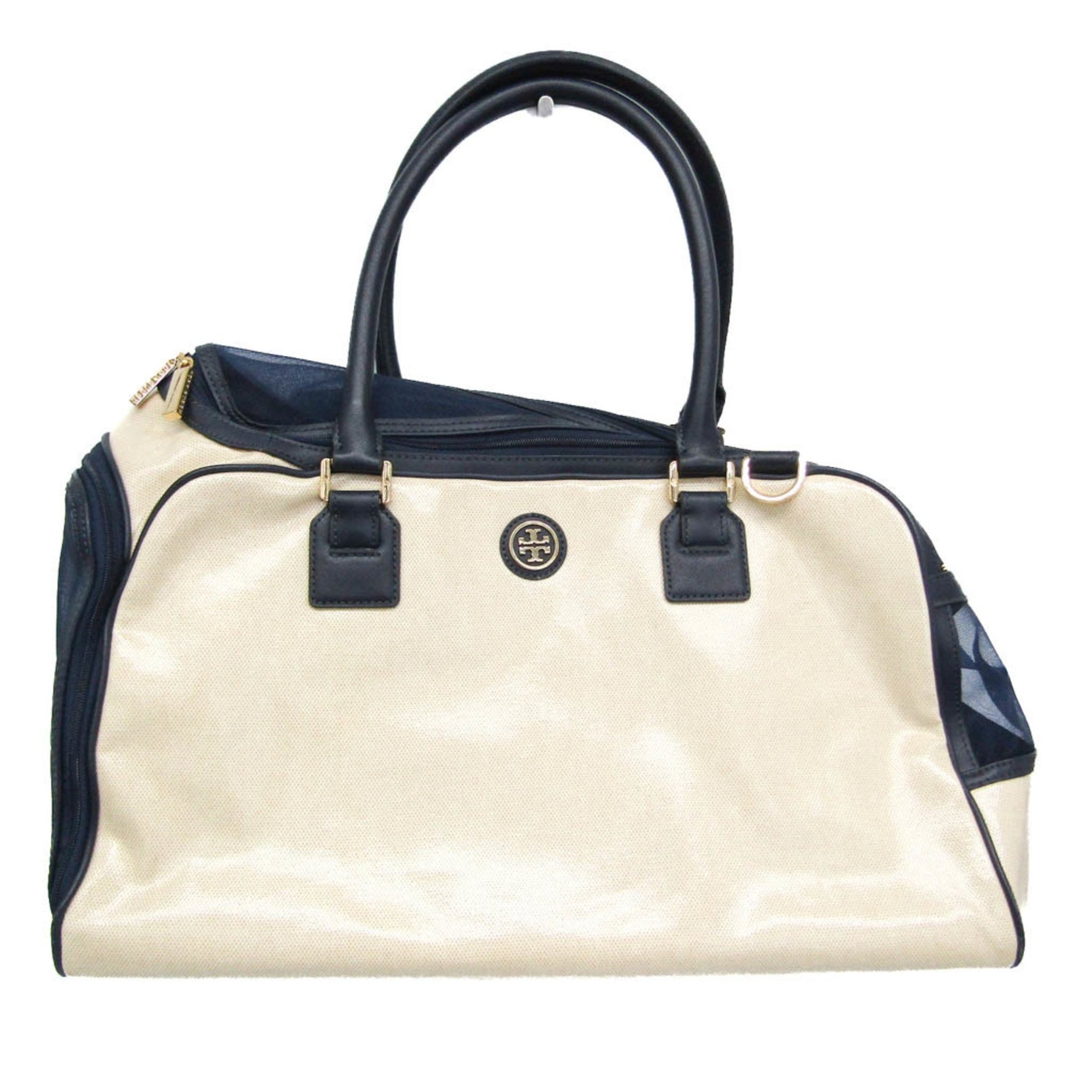 Tory Burch Pet Carrier Bag Women,Men PVC,Mesh Boston Bag Beige,Navy
