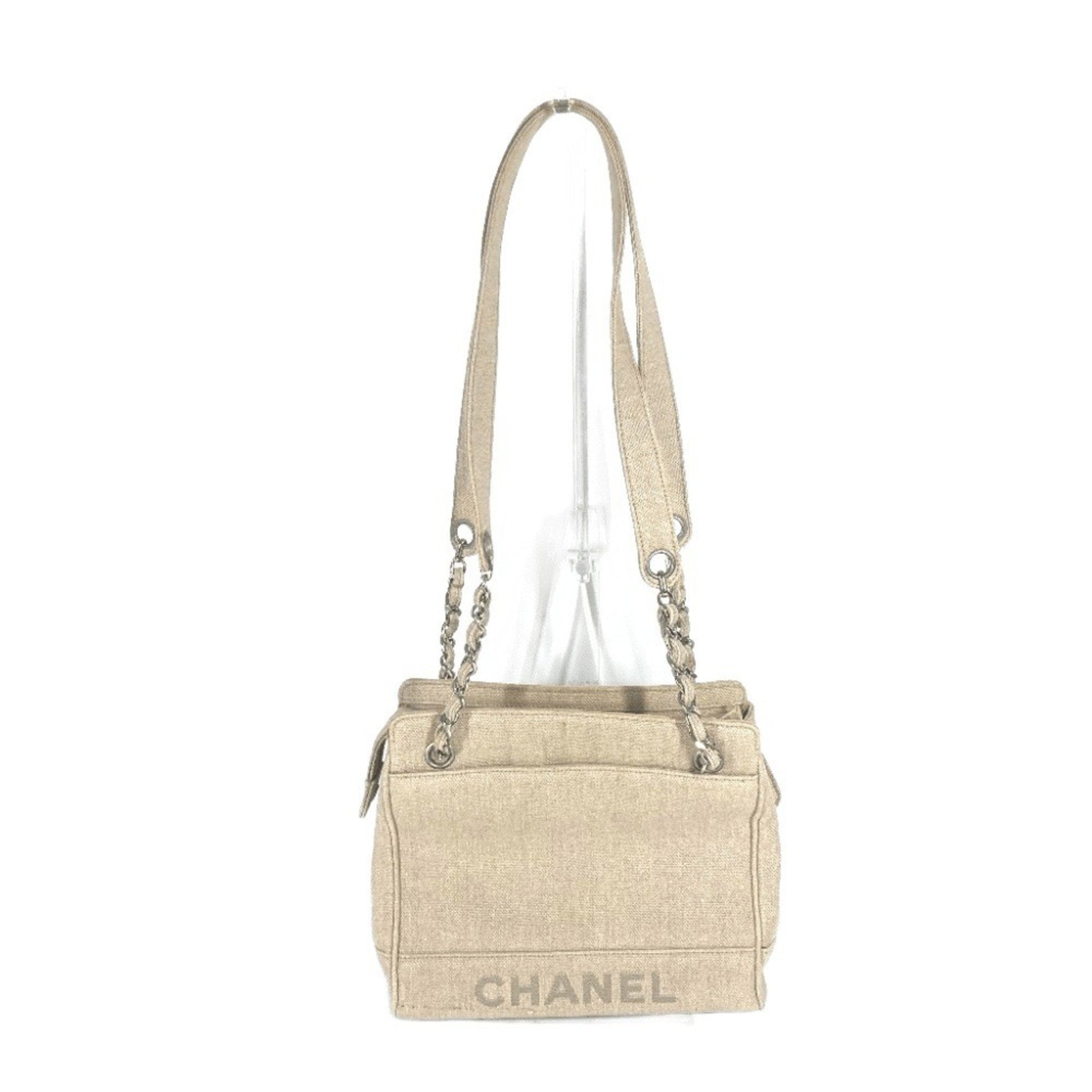 CHANEL CC Coco Mark Chain Tote Bag Shoulder Canvas