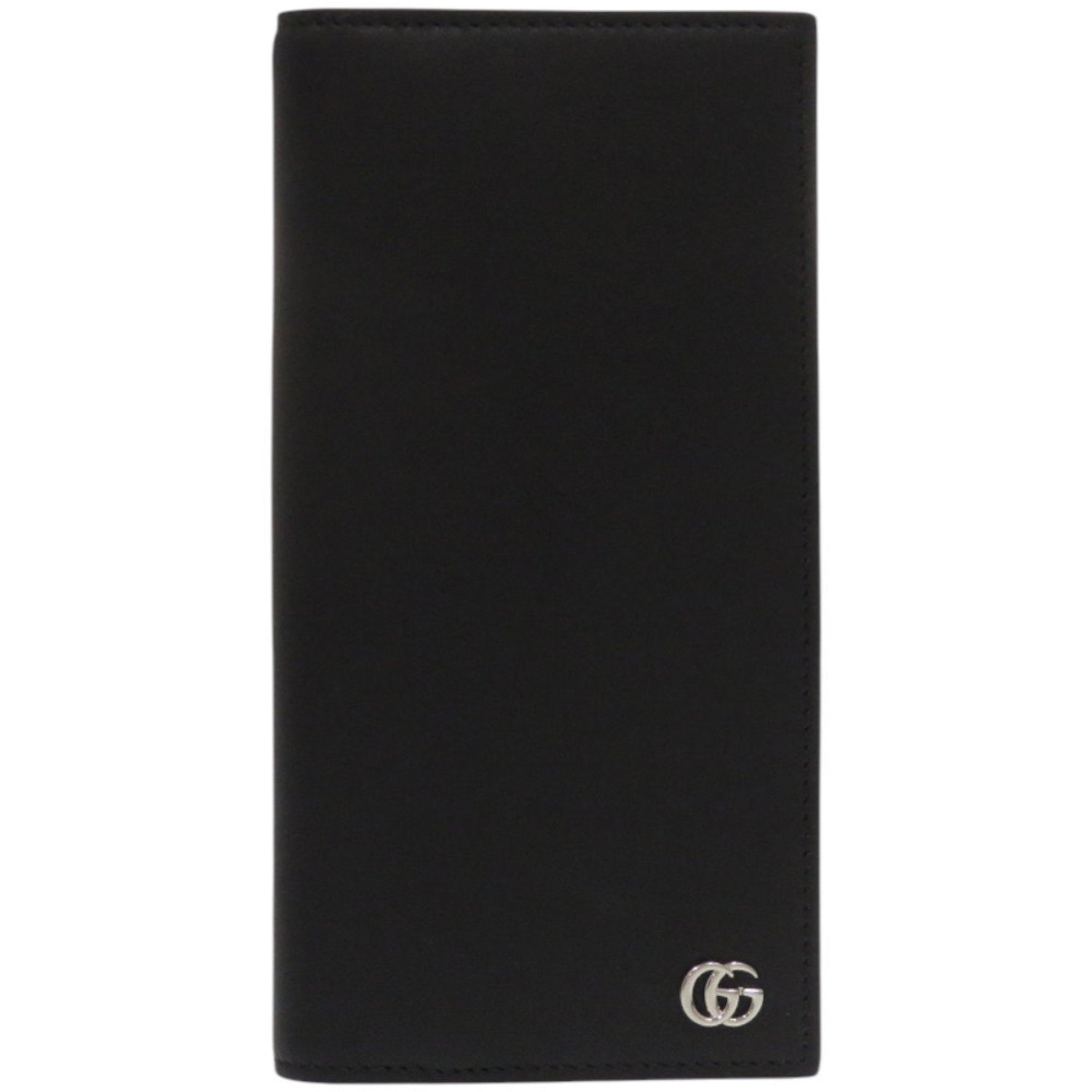 Like new Gucci Double G Long Wallet Grained Leather Black and Gray 1243