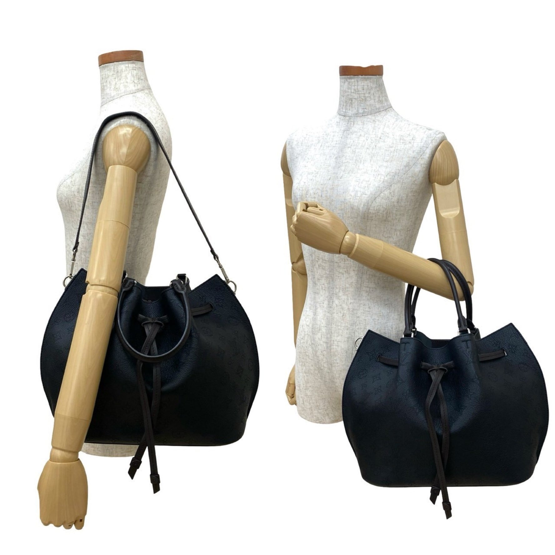 LOUIS VUITTON Girolata Mahina Monogram Leather Handbag/Shoulder Bag, Noir 525-4