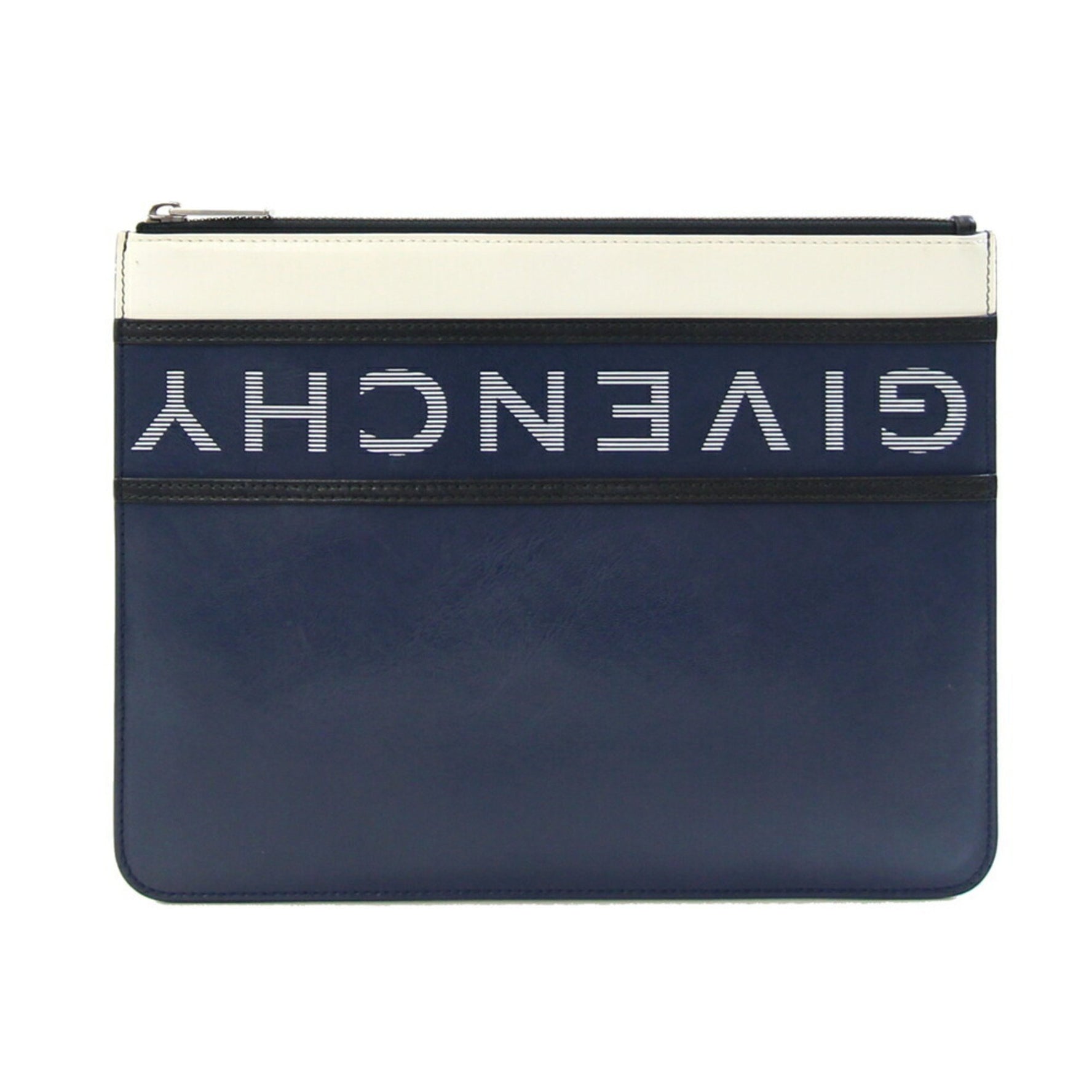 Givenchy Clutch Bag Navy White Leather Second Pouch Bicolor