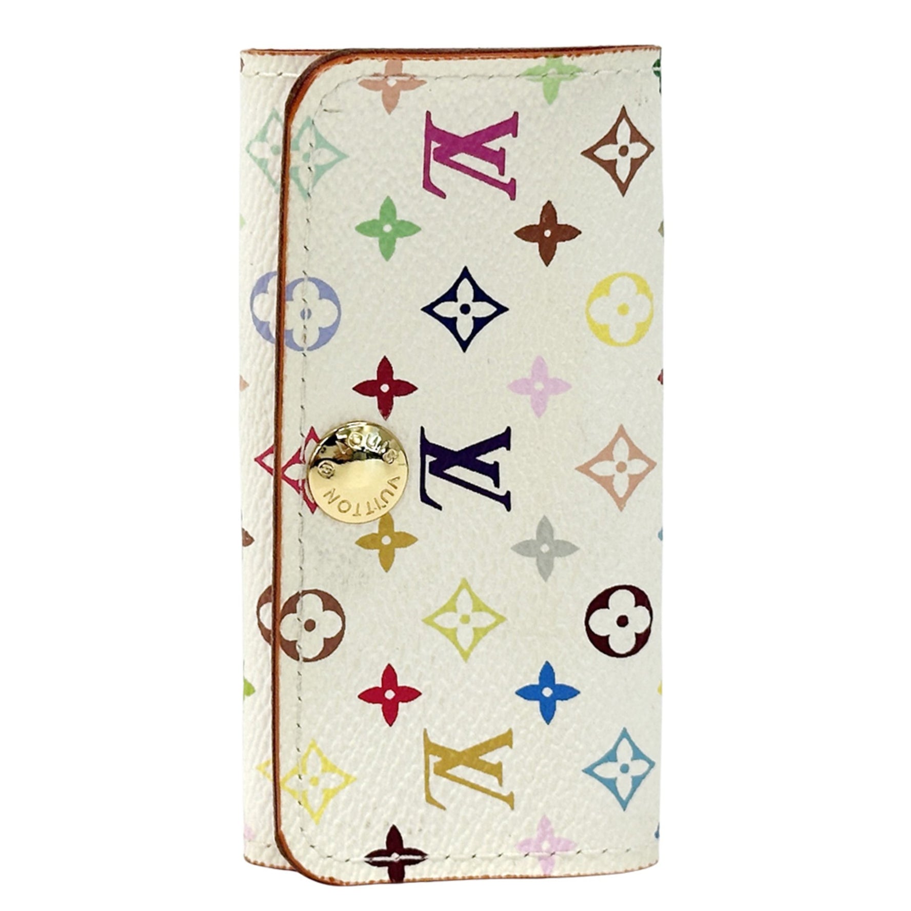 Louis Vuitton Monogram Multicolore Key Case Multiclee 4 Pink, White, Compact