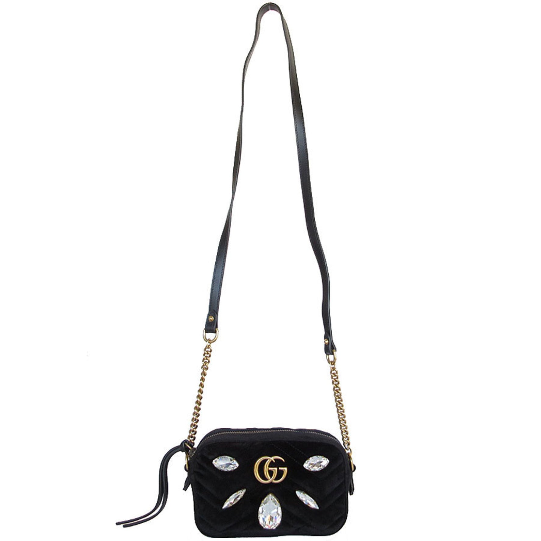 GUCCI Shoulder Bag GG Marmont Velvet Black Women's s0301a