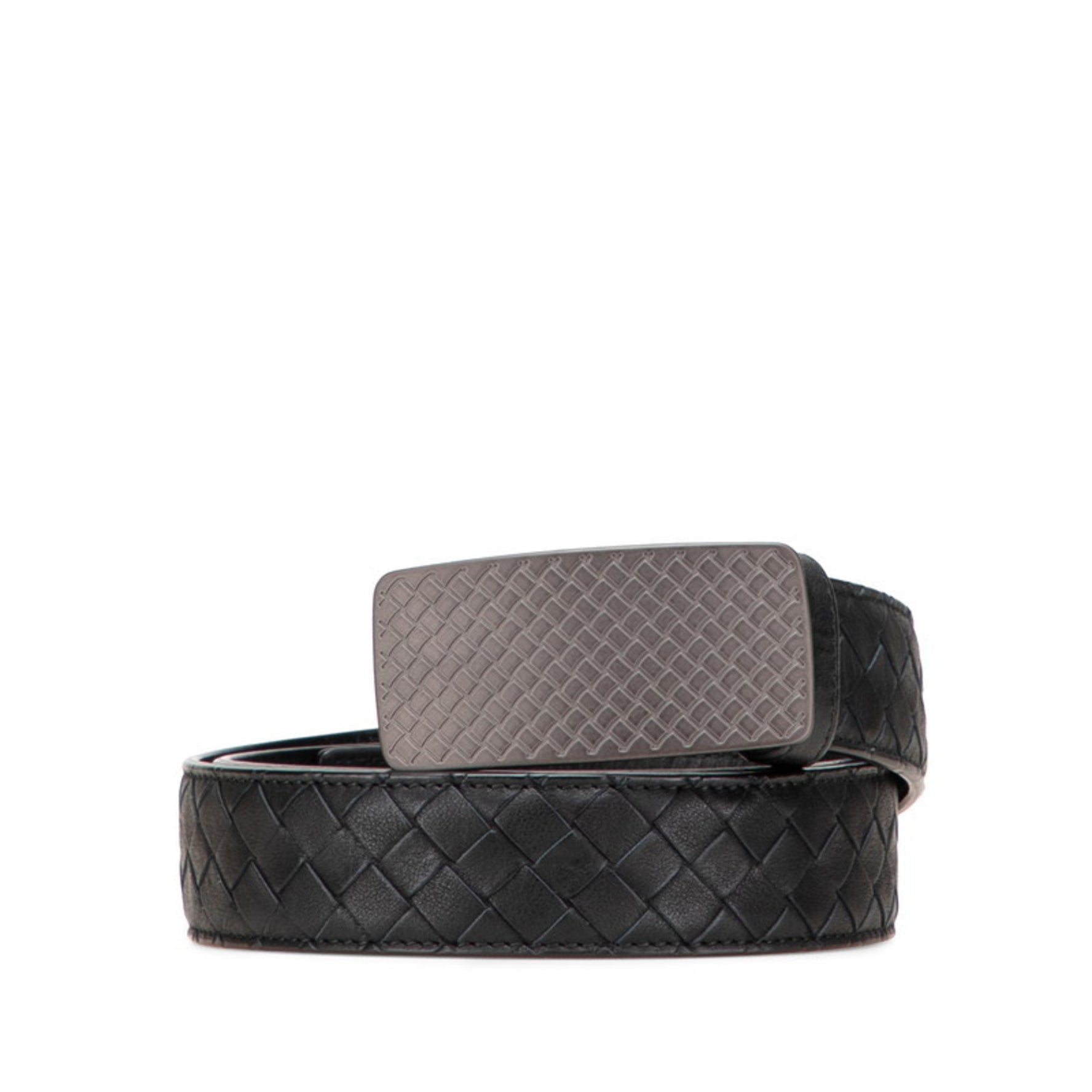 Bottega Veneta Intrecciato Belt, Size 95/38, Black Leather, Men's