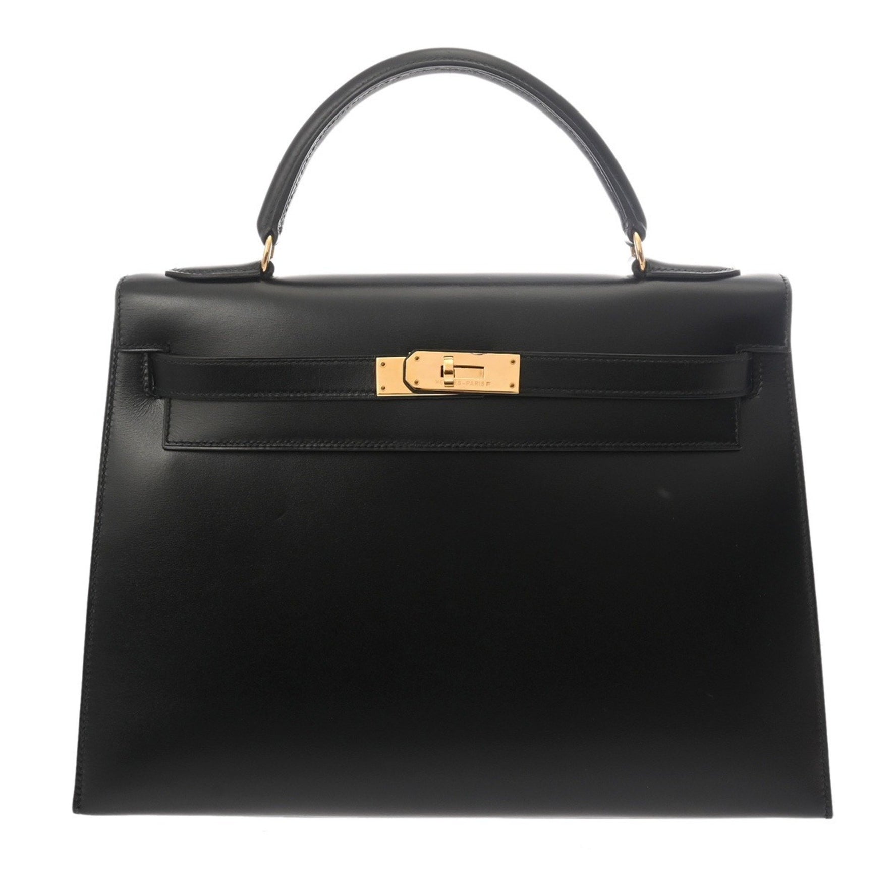HERMES Kelly 32, Black, Box Calf Leather, with V Stamp (circa 1992), Women's, 2-Way Bag