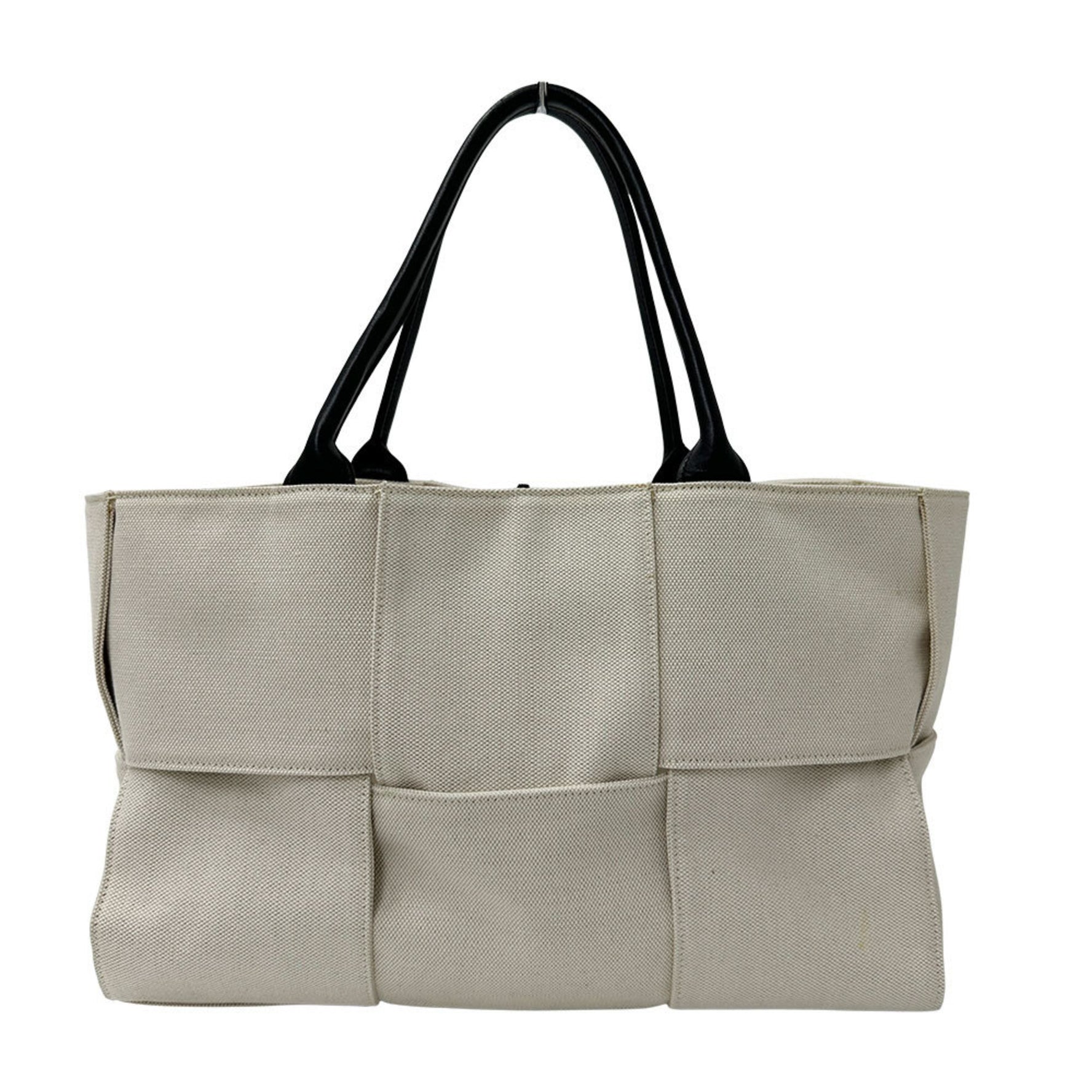 Bottega Veneta Canvas Arco Medium Handbag in White and Ivory