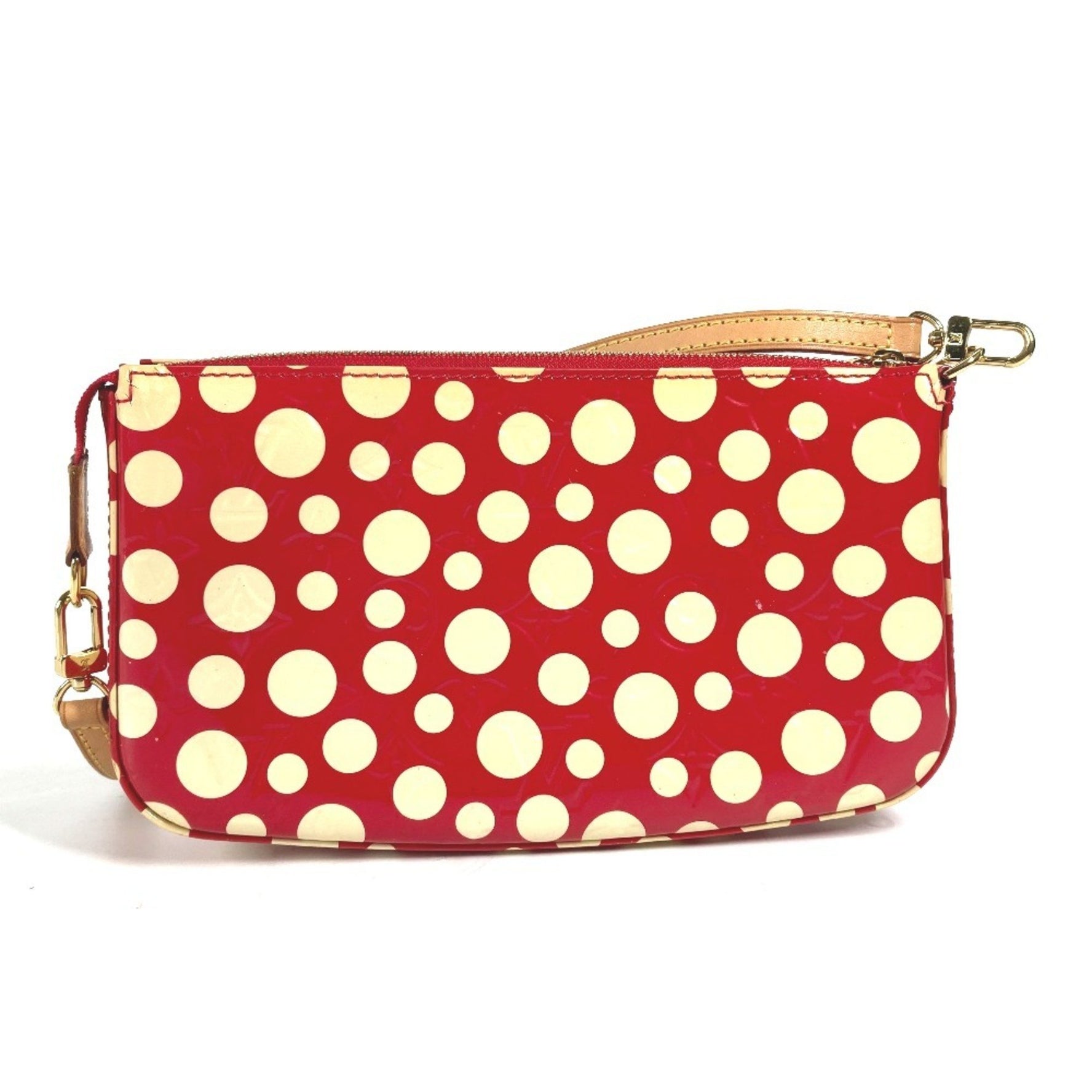LOUIS VUITTON M91428 Vernis Yayoi Kusama Collaboration Dot Pochette Accessory Pouch Shoulder Bag Patent Leather Women's Red