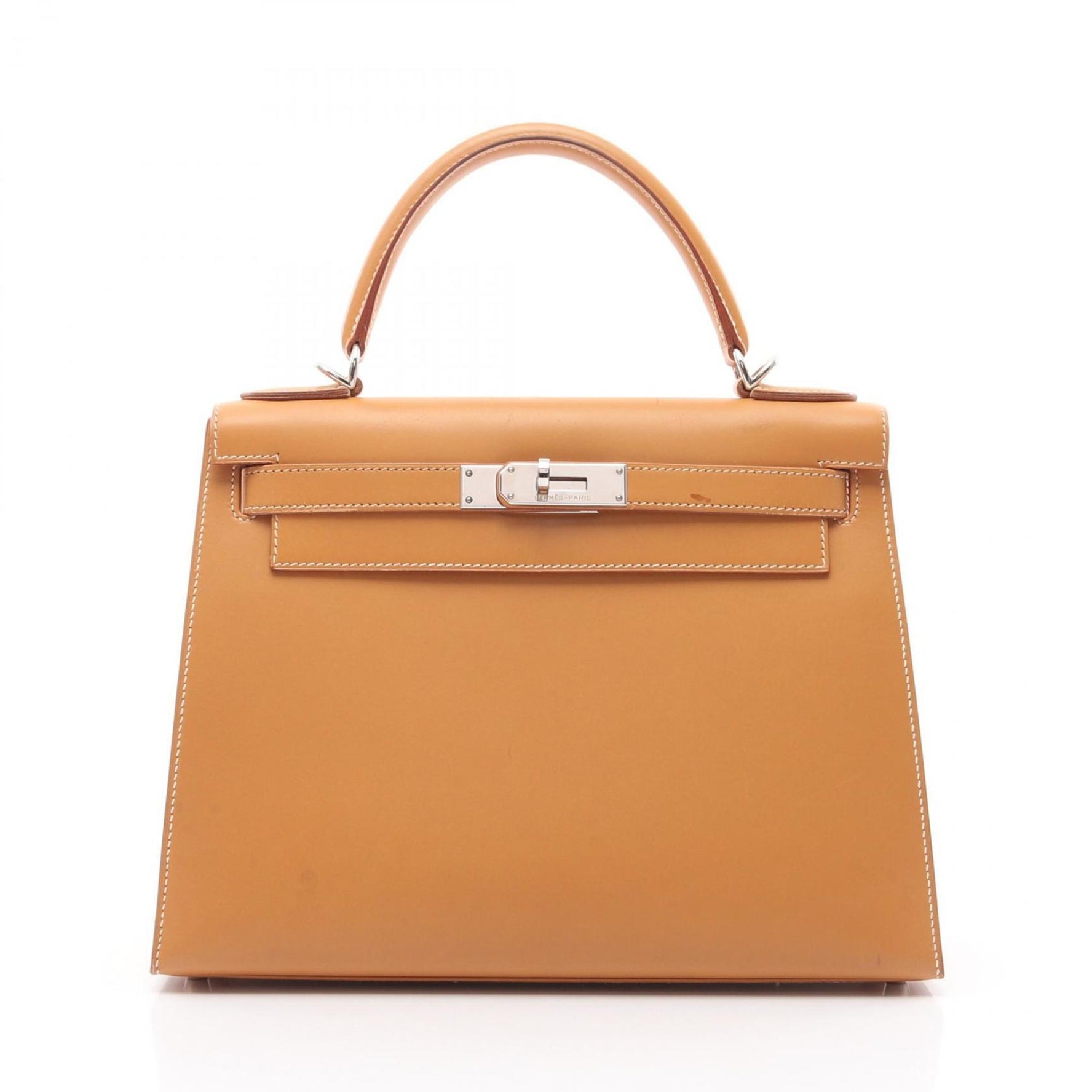 Hermes Hermès Kelly 28 handbag in Vau Chamonix calfskin leather, brown, for women