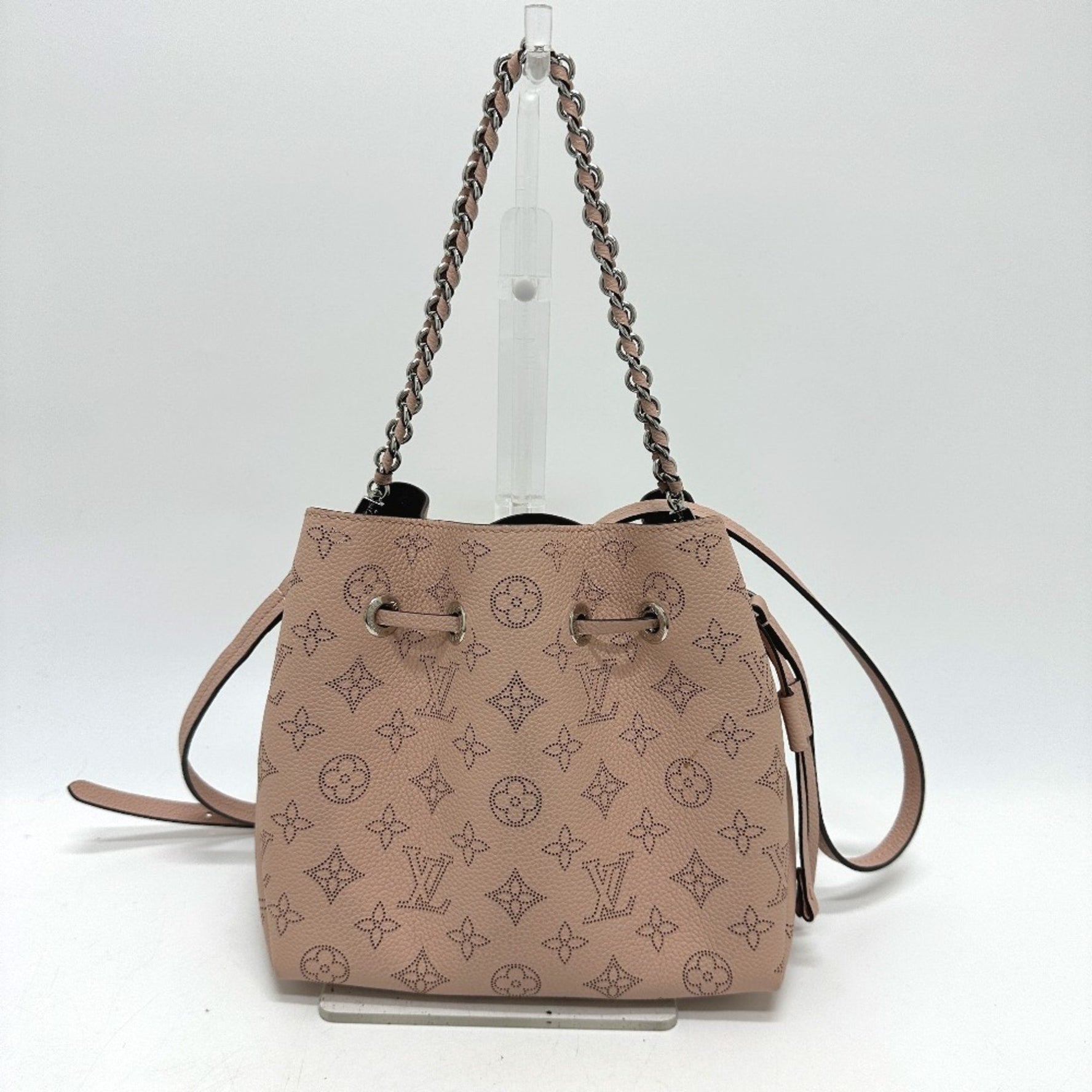 LOUIS VUITTON M57068 Monogram Mahina Bella 2-Way Bag, Drawstring, Chain Shoulder Leather, Women's, Magnolia Pink