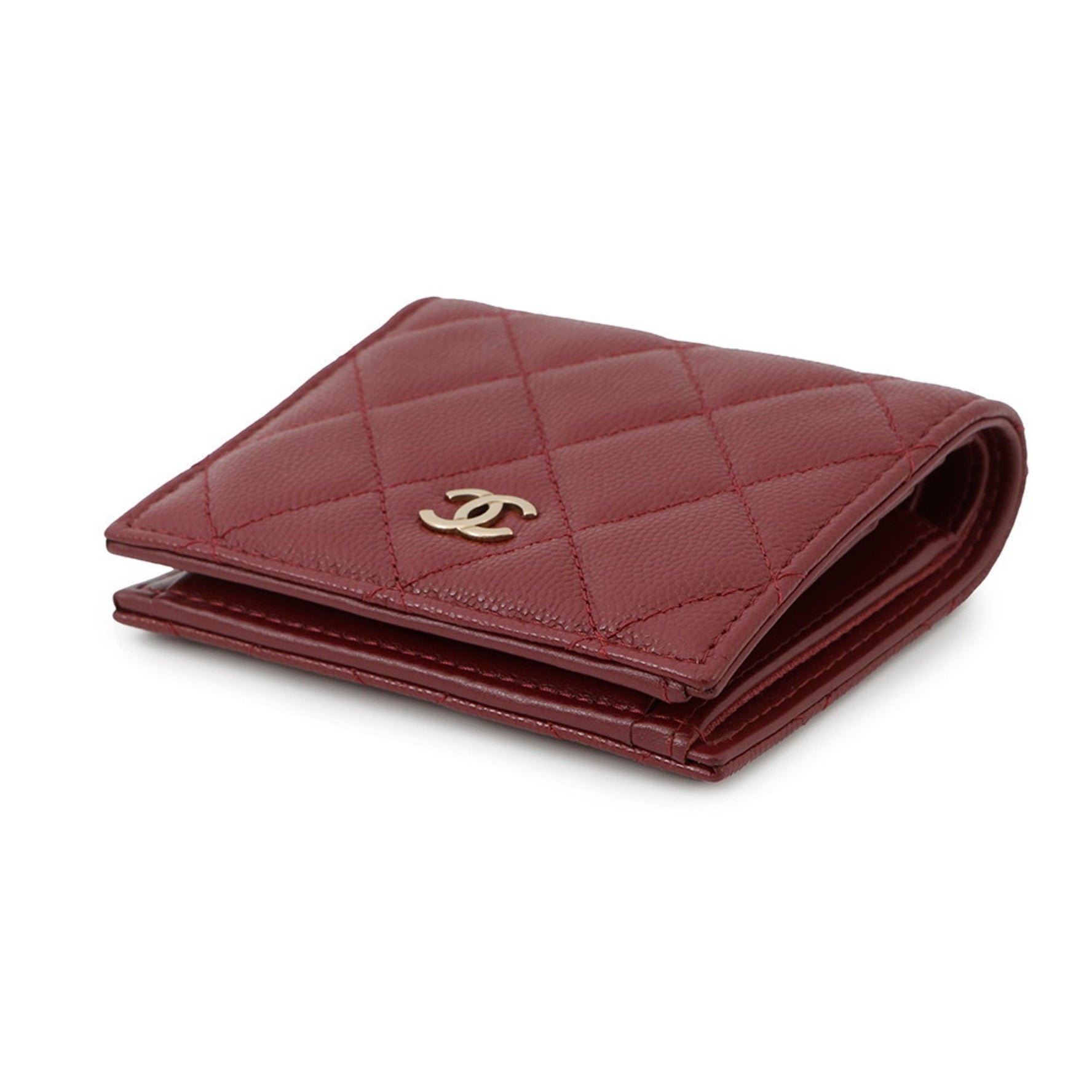 Chanel Coco Mark Matelasse Compact Wallet in Caviar Skin