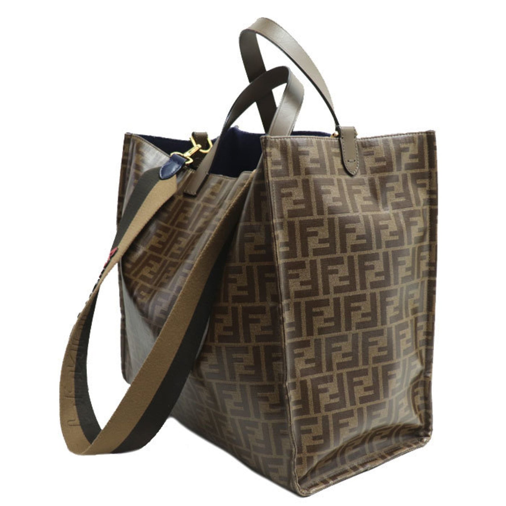 FENDI x FILA Collaboration Zucca Print Tote Bag, Shoulder Brown/Multicolor