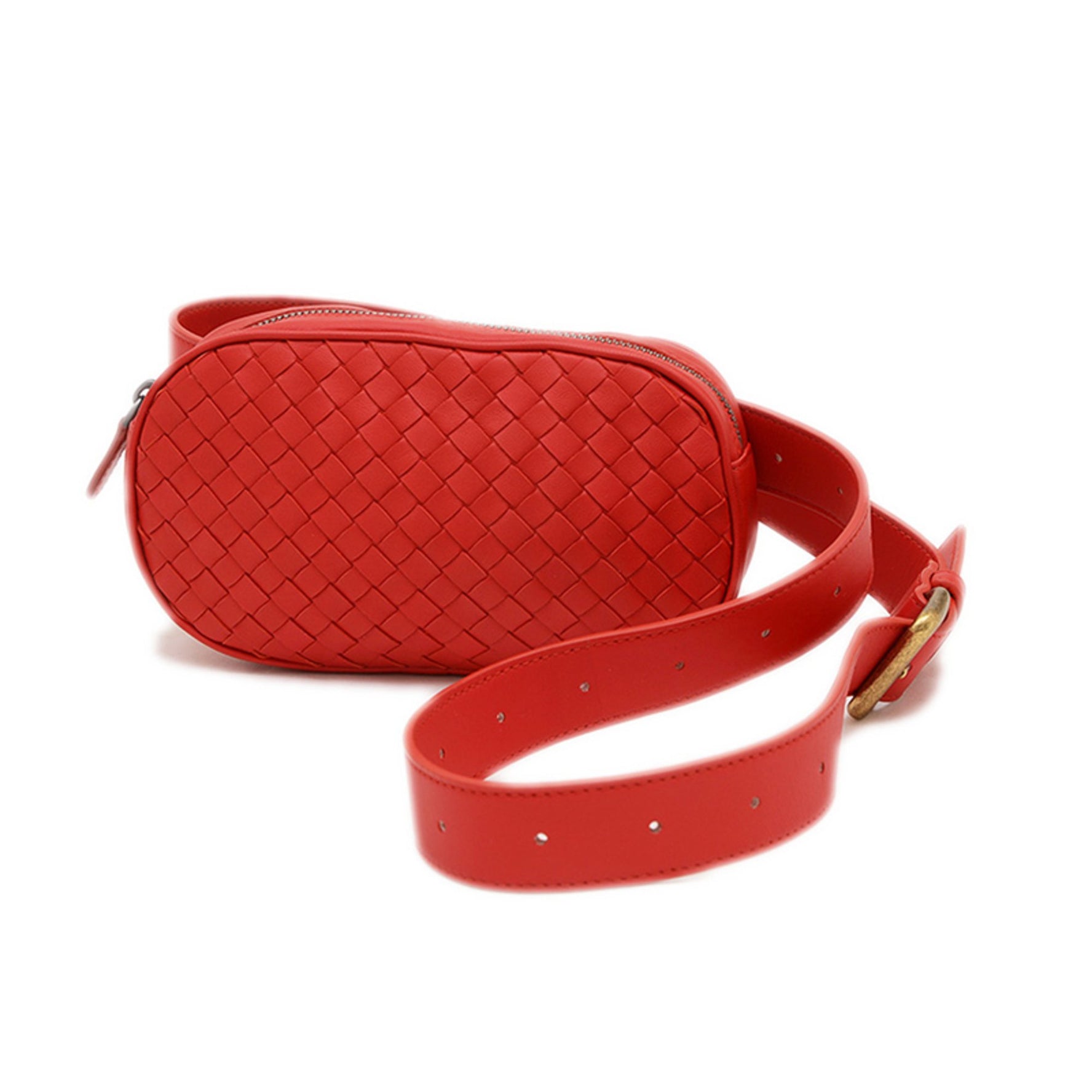 Bottega Veneta Intrecciato Body Bag Red