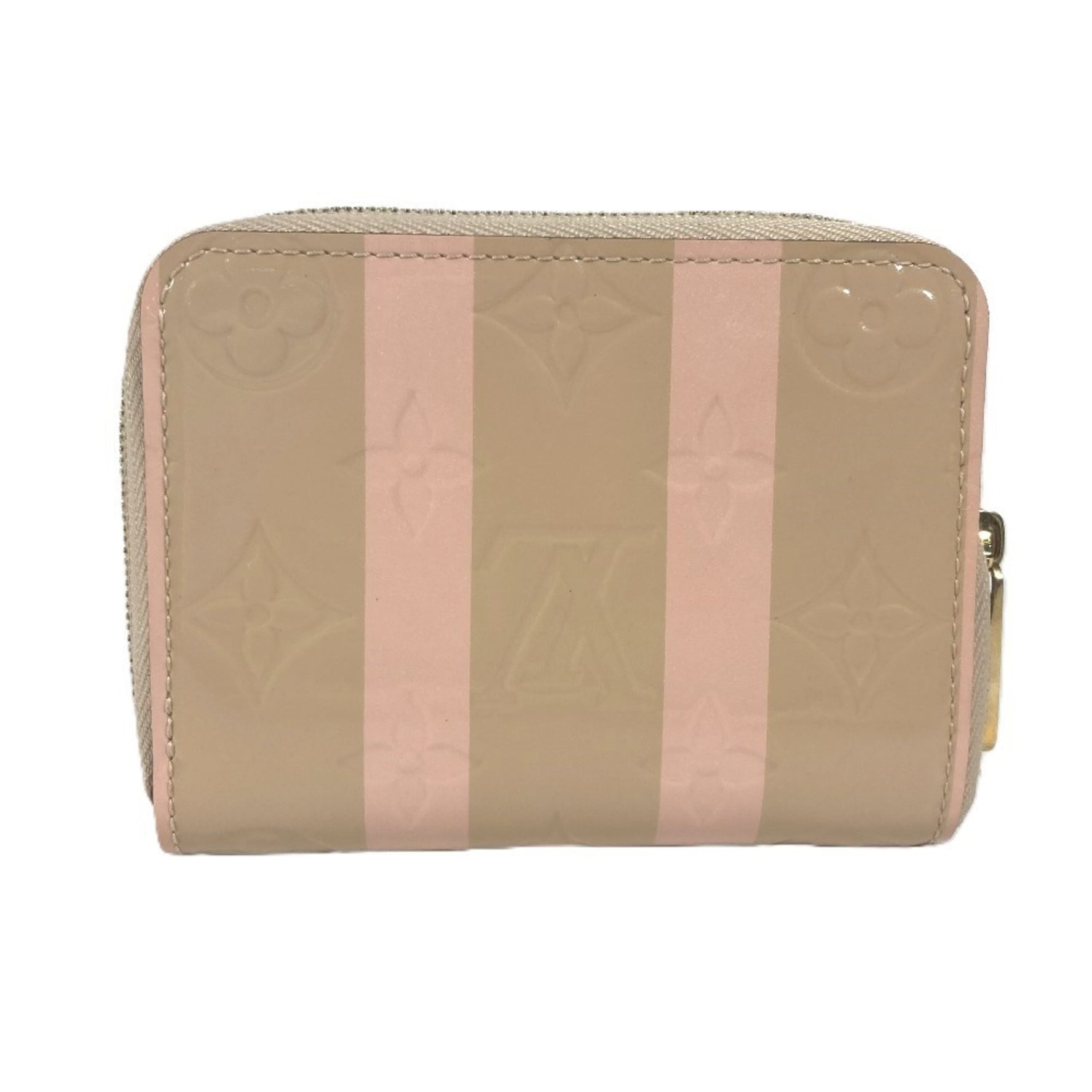 Louis Vuitton Monogram Vernis Rayure Zipper Coin Purse Wallet Stripe Wallet/Coin Case Beige