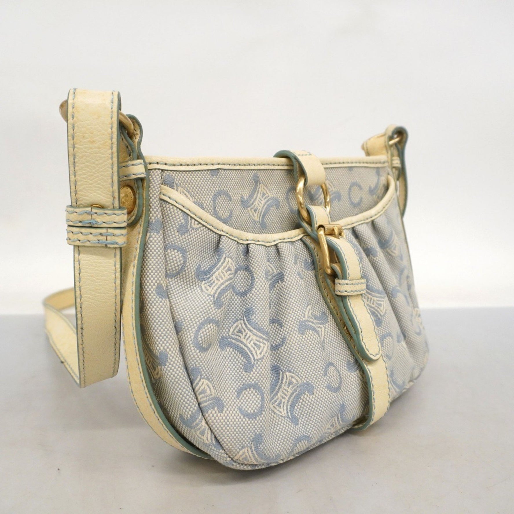 Celine Shoulder Bag C Macadam Canvas White Blue