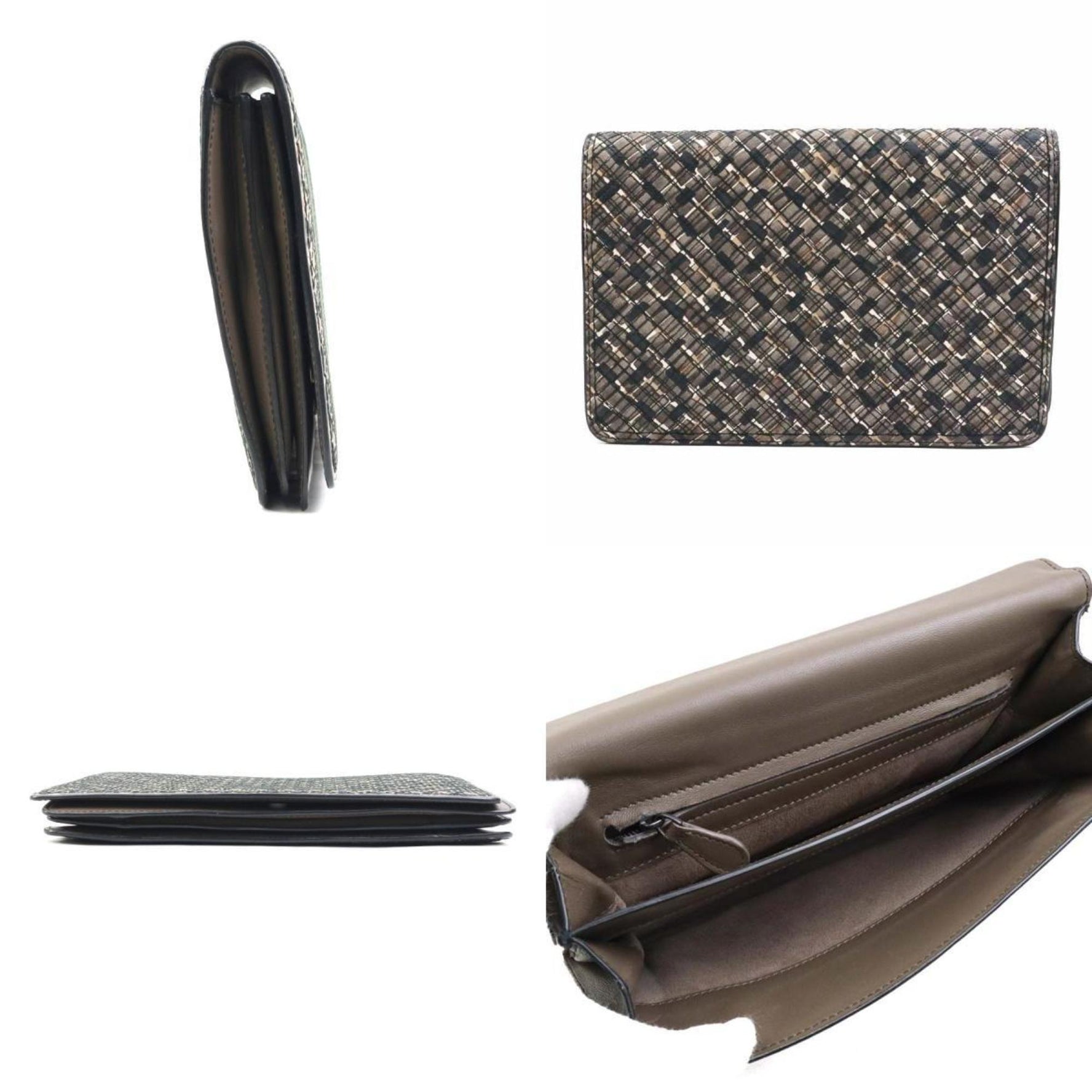 Bottega Veneta clutch bag in intrecciato leather black and brown women