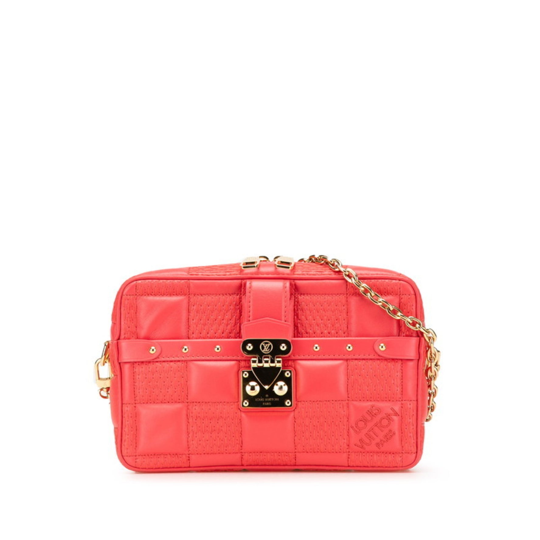 Louis Vuitton Damier Giant Troca PM Chain Shoulder Bag, 2-Way, M59118, Pink Leather, Women's, LOUIS VUITTON