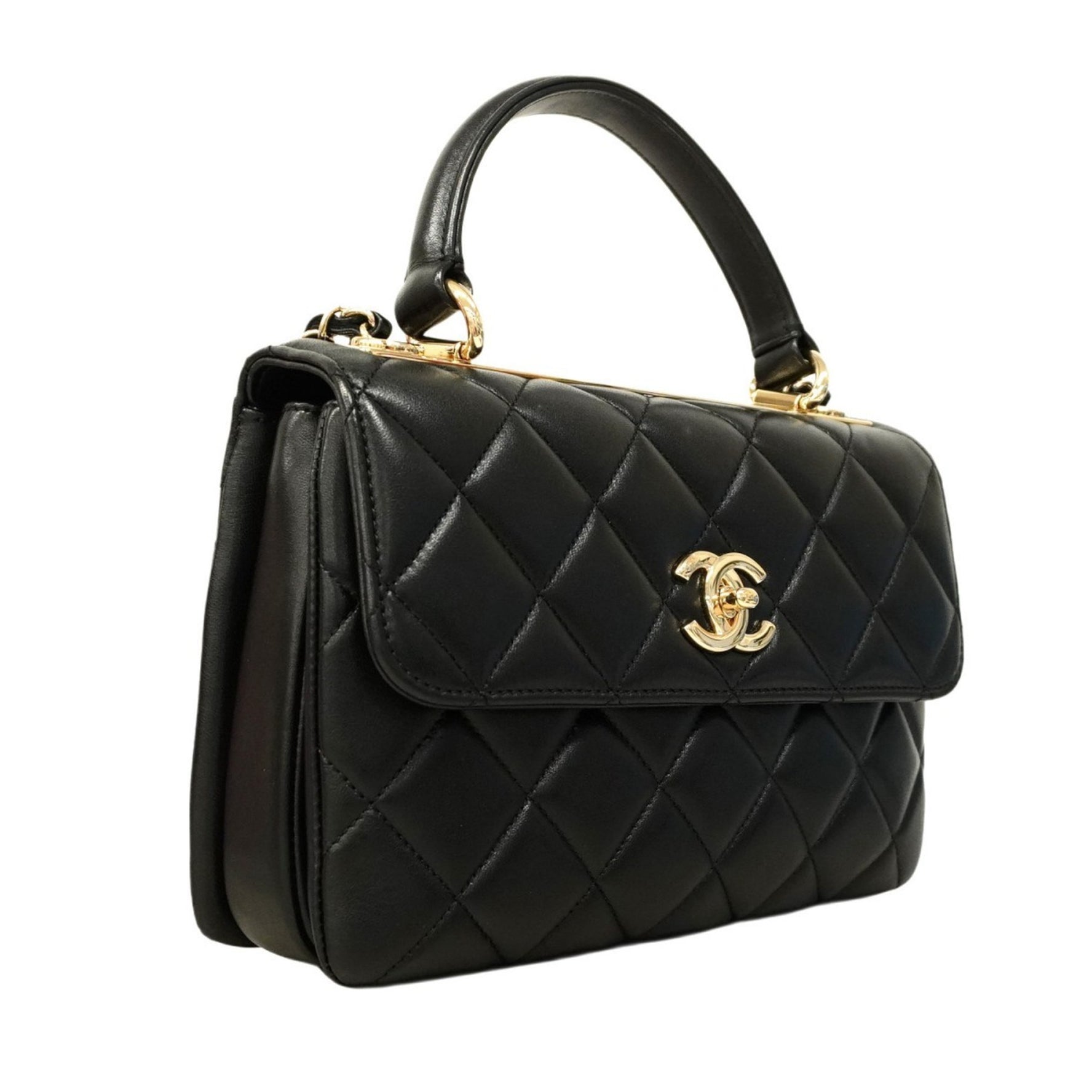 Chanel Matelasse Chain Shoulder Bag, Trendy CC, Lambskin, Black/Champagne, Bag