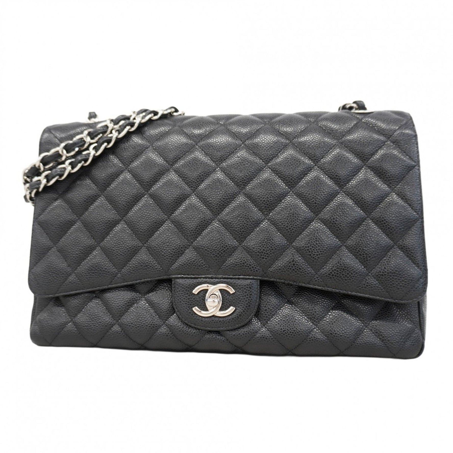 Chanel Shoulder Bag, Large Matelasse, Double Chain, Caviar Skin