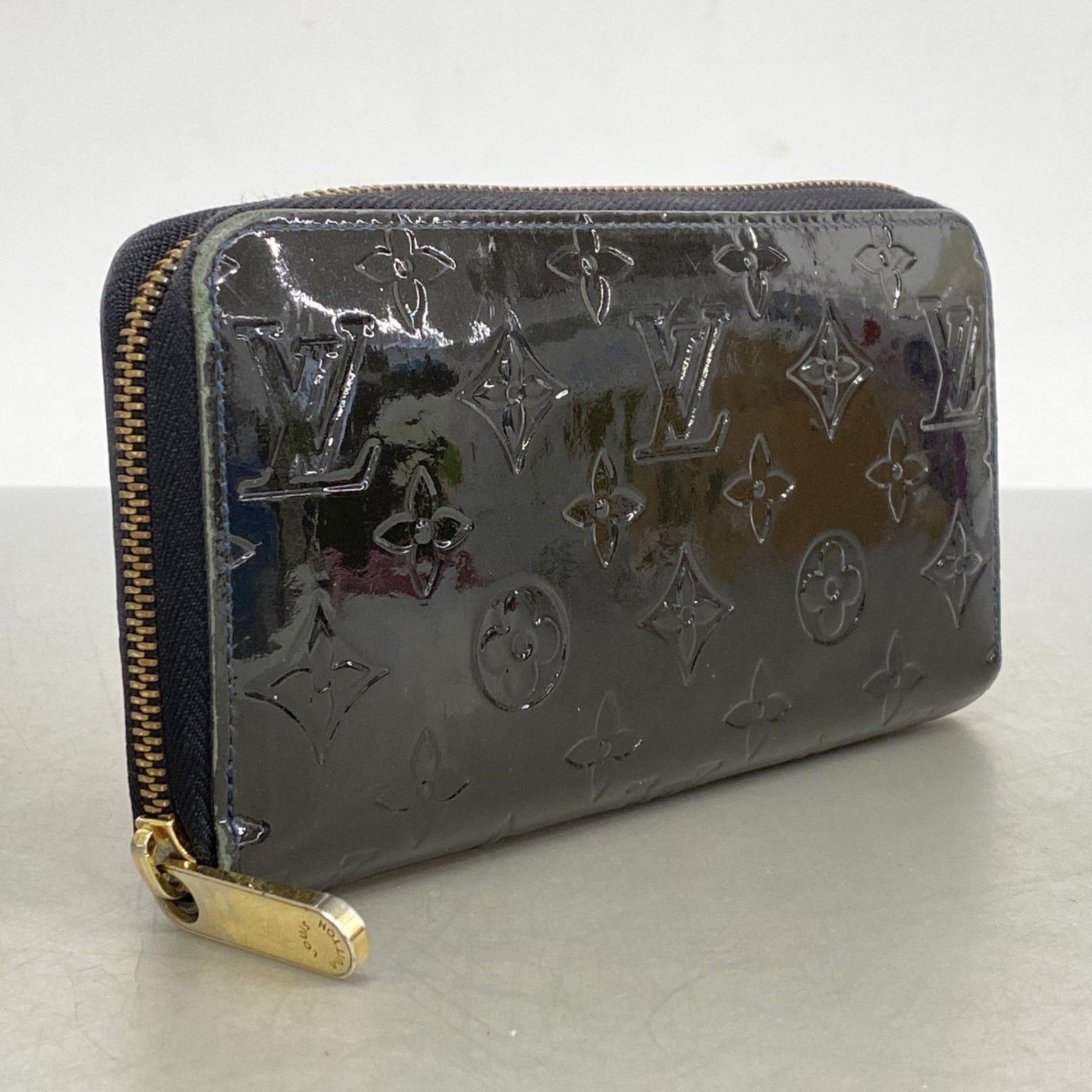 Louis Vuitton Vernis Zippy Wallet M91457 Blue Infini Women's Long