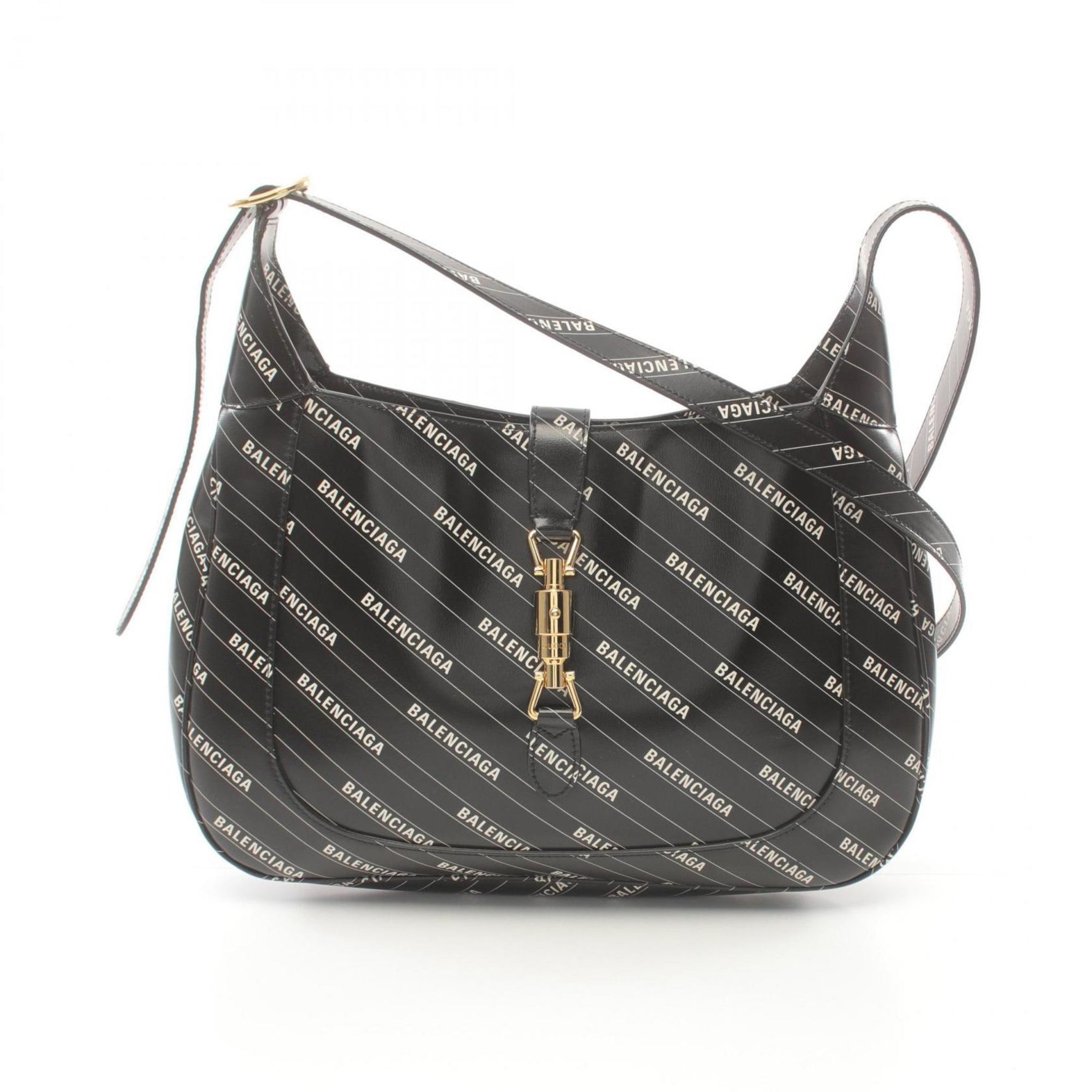 GUCCI BALENCIAGA x Hacker Jackie 1961 Shoulder Bag Leather Women's Black White
